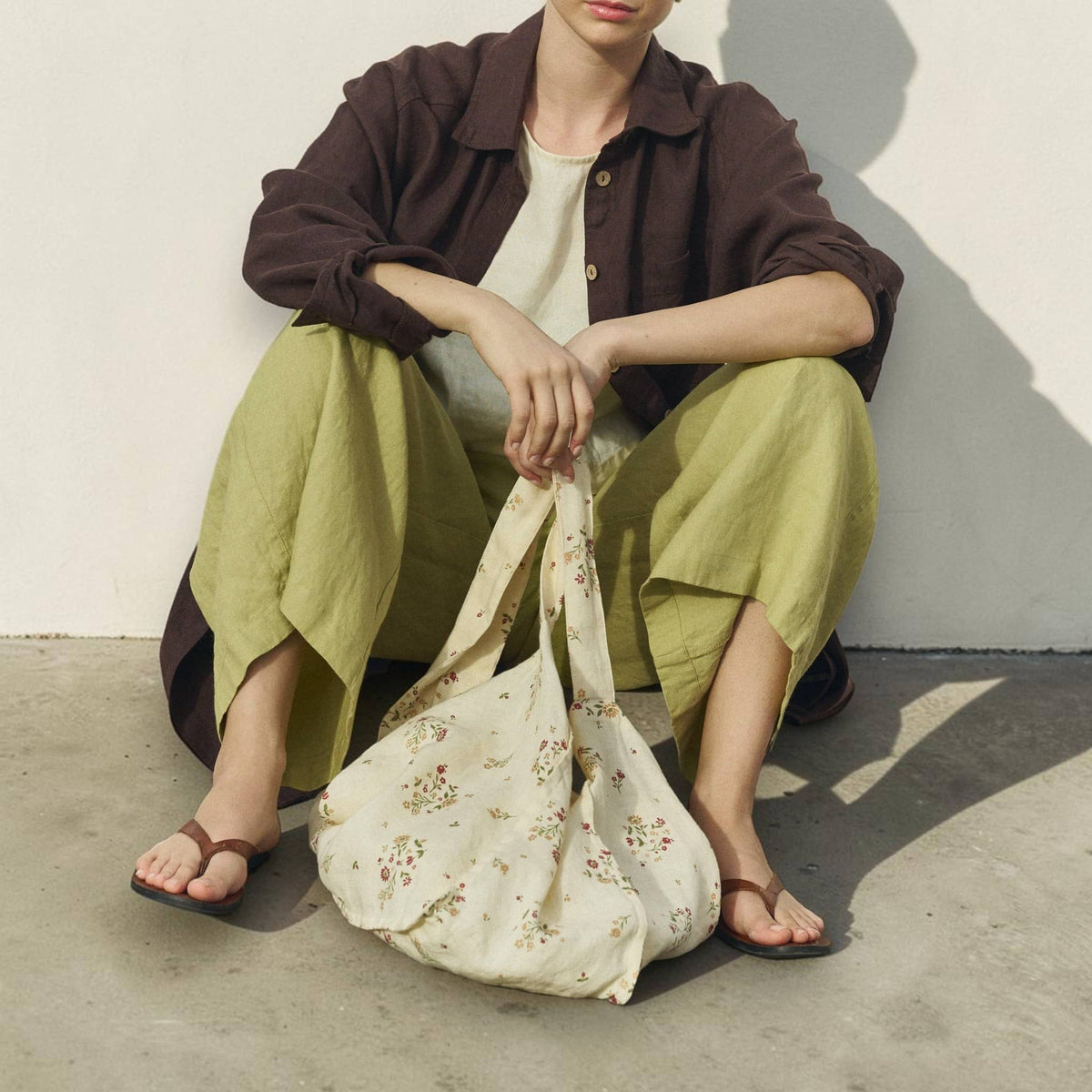 Longline Linen Shirt, Button Front Relaxed Sleeve