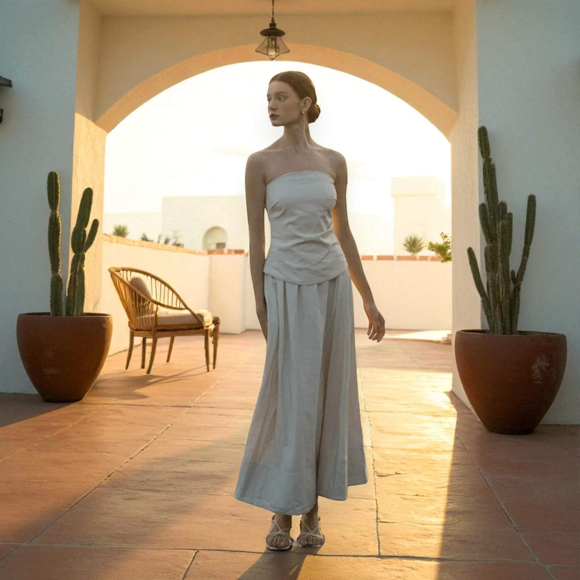 Longline Linen Tube Top, Linen Strapless Top