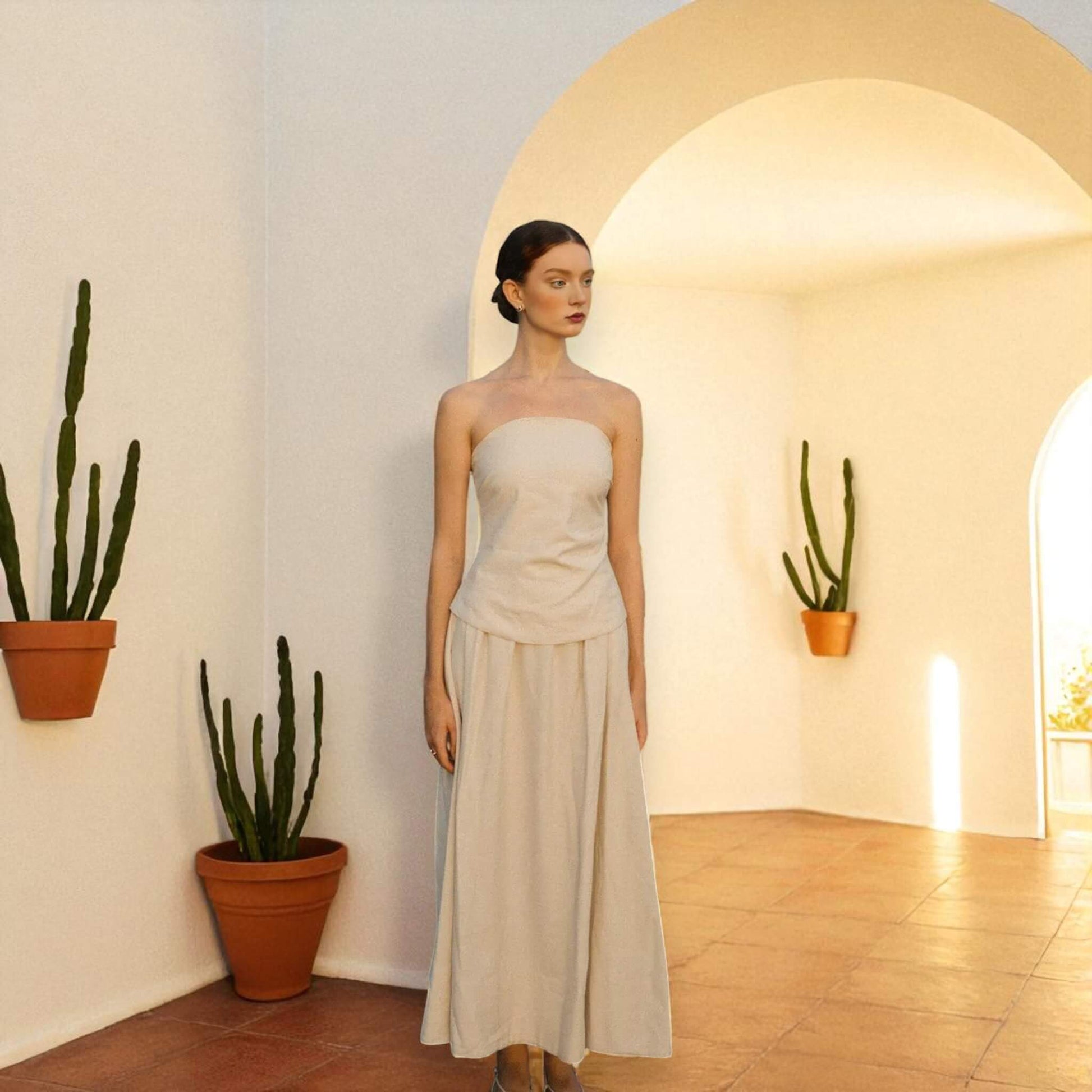Longline Linen Tube Top, Linen Strapless Top
