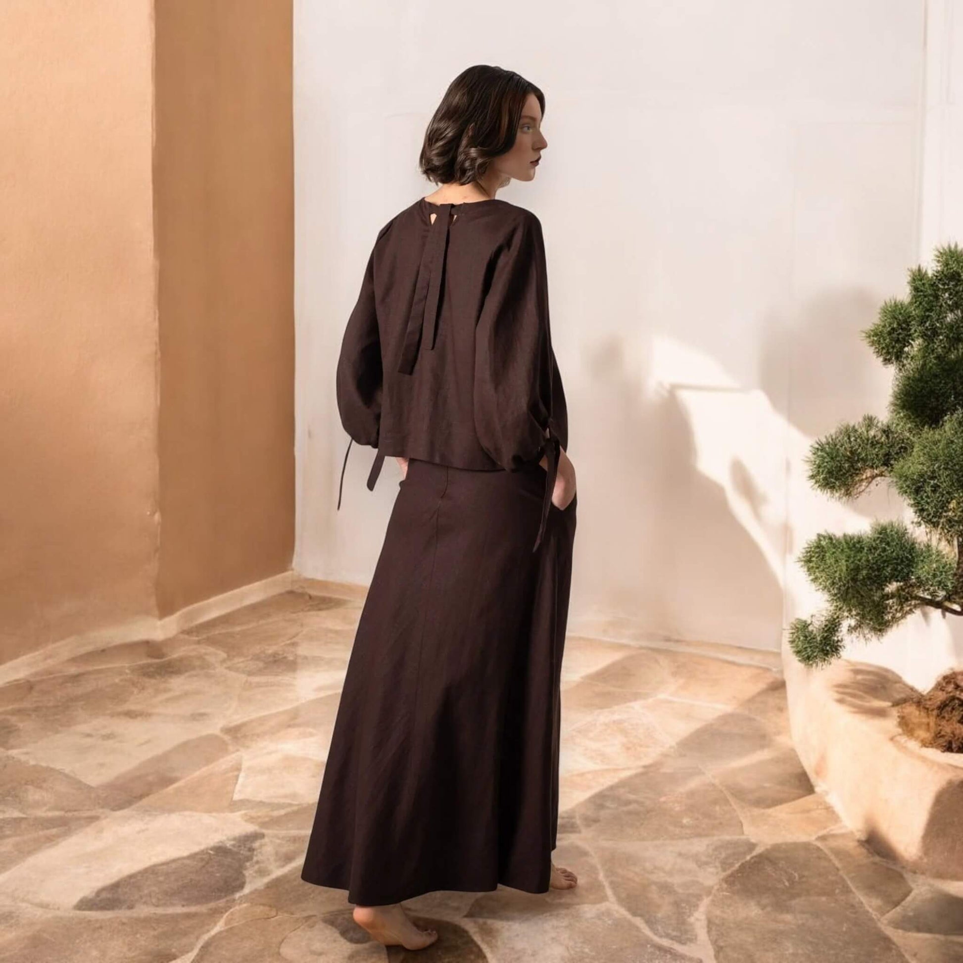 Minimalist Linen Maxi Skirt, Linen A Line Skirt