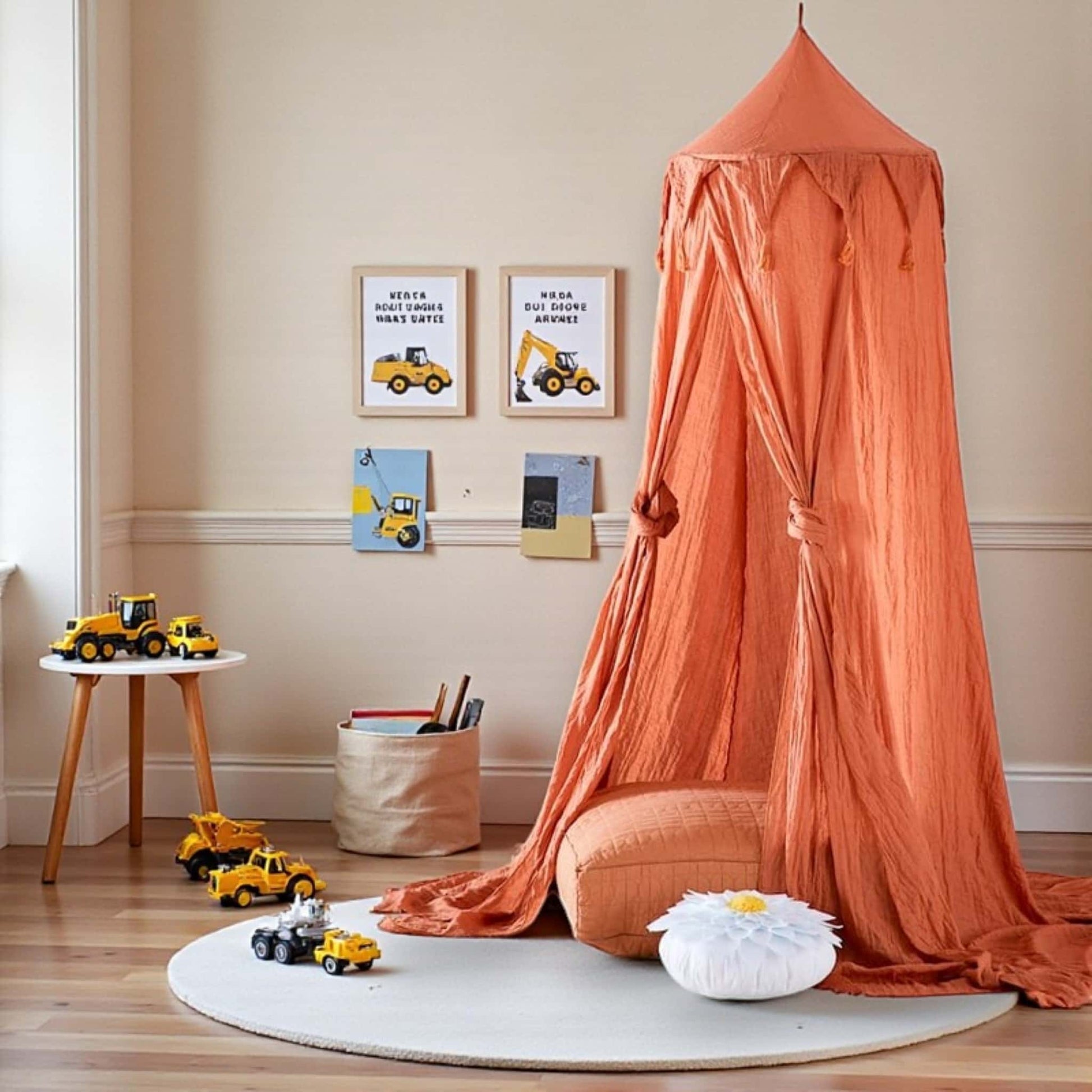 Mustard Yellow Linen Canopy, Linen Canopy Bed