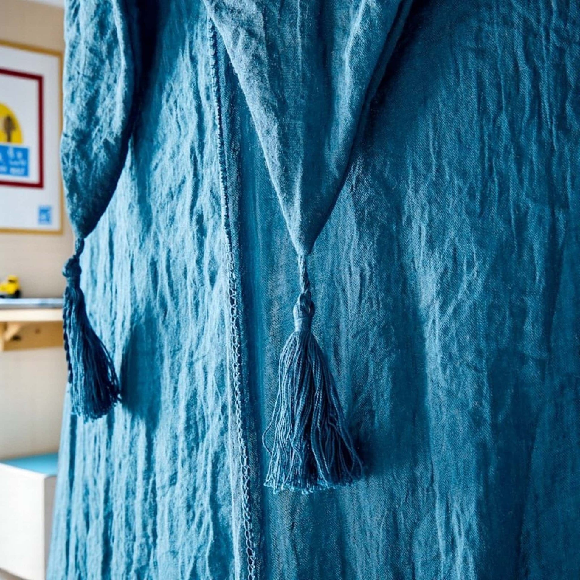 Mustard Yellow Linen Canopy, Linen Canopy Bed