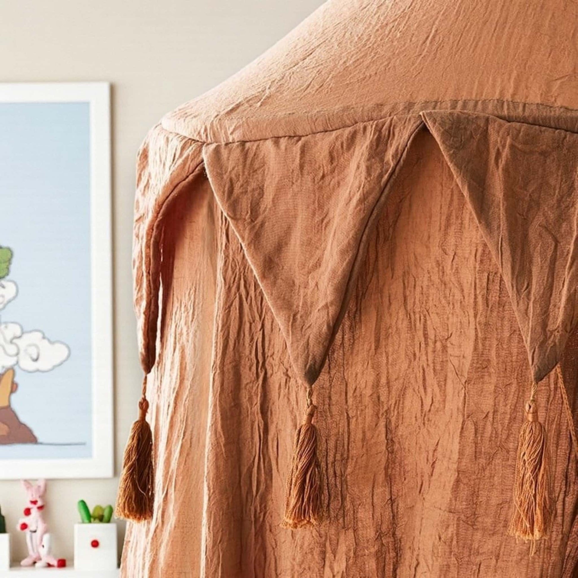 Mustard Yellow Linen Canopy, Linen Canopy Bed