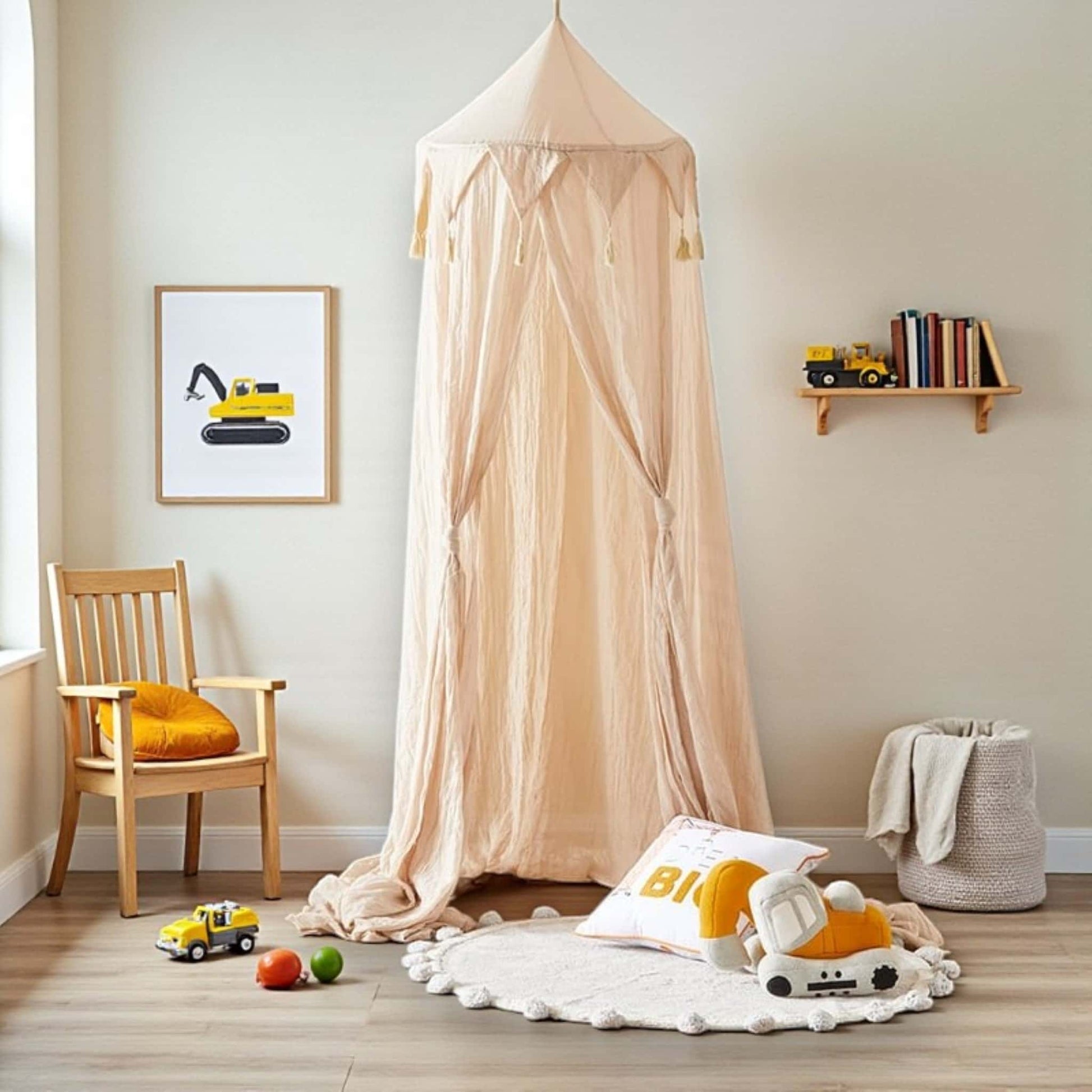 Mustard Yellow Linen Canopy, Linen Canopy Bed