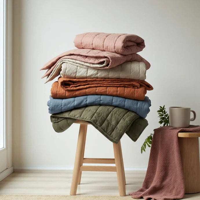 Natural Linen Quilts, Linen Blanket