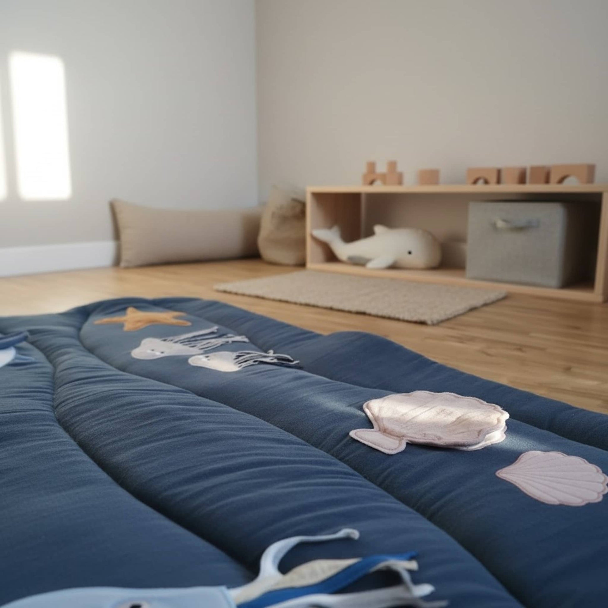 Ocean Linen Play Mat, Quilted Baby Play Mat