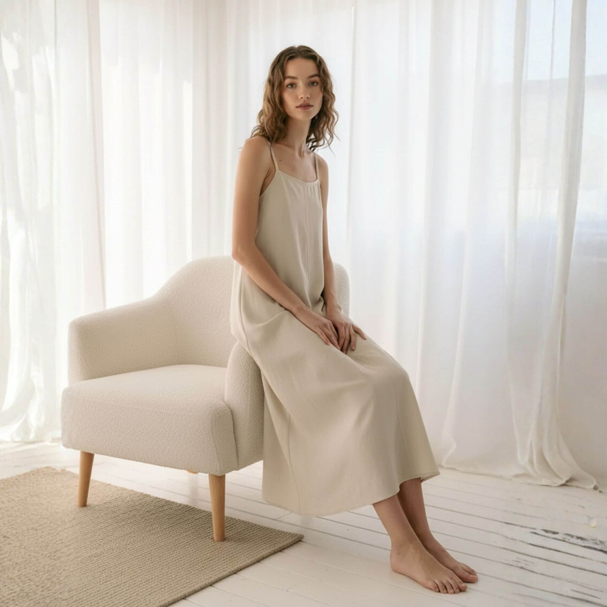 Open Back Linen Maxi Dress, Camisole Maxi Dress