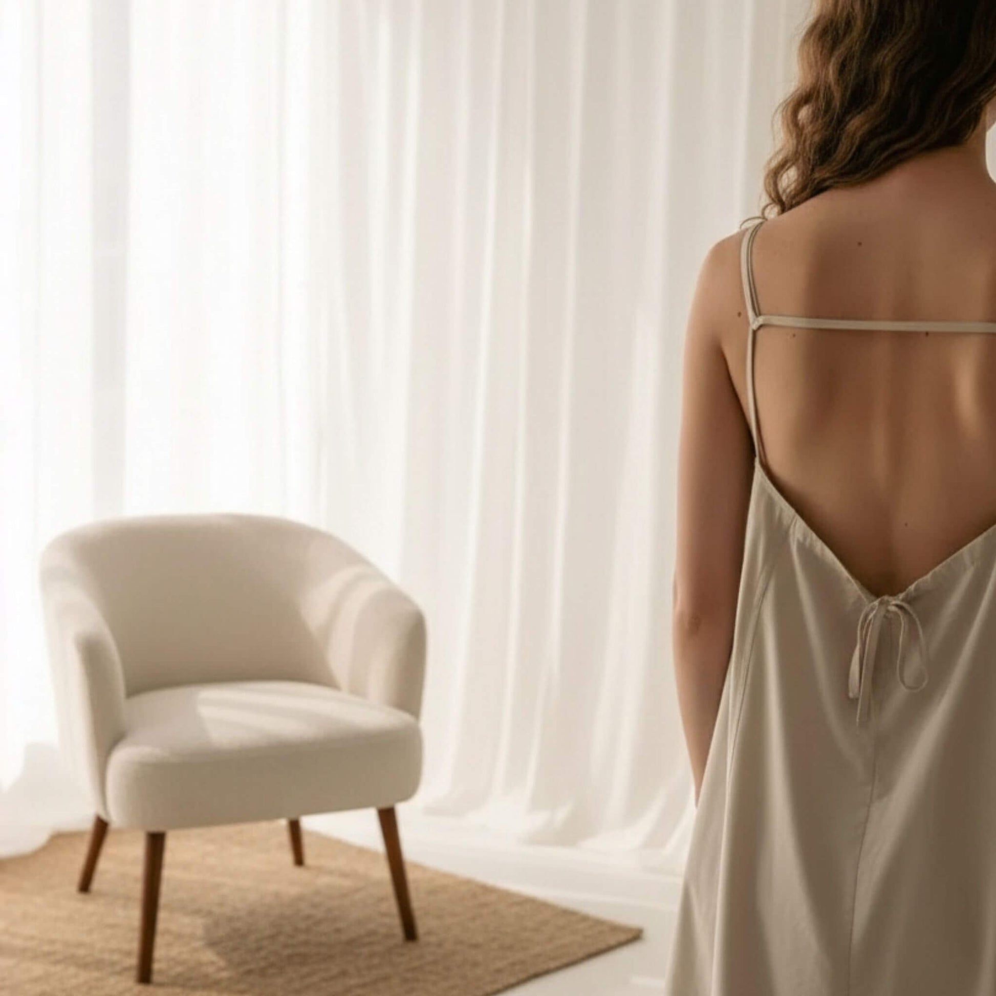 Open Back Linen Maxi Dress, Camisole Maxi Dress