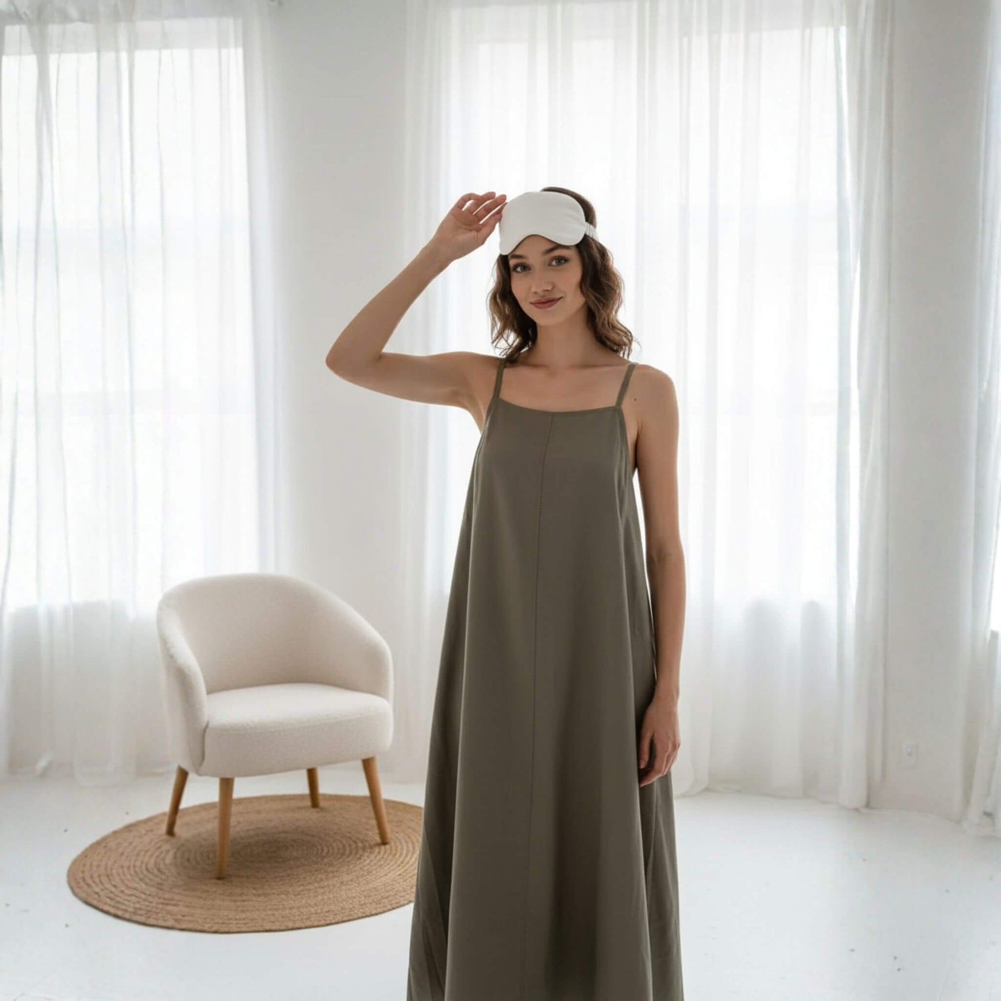 Open Back Linen Maxi Dress, Camisole Maxi Dress