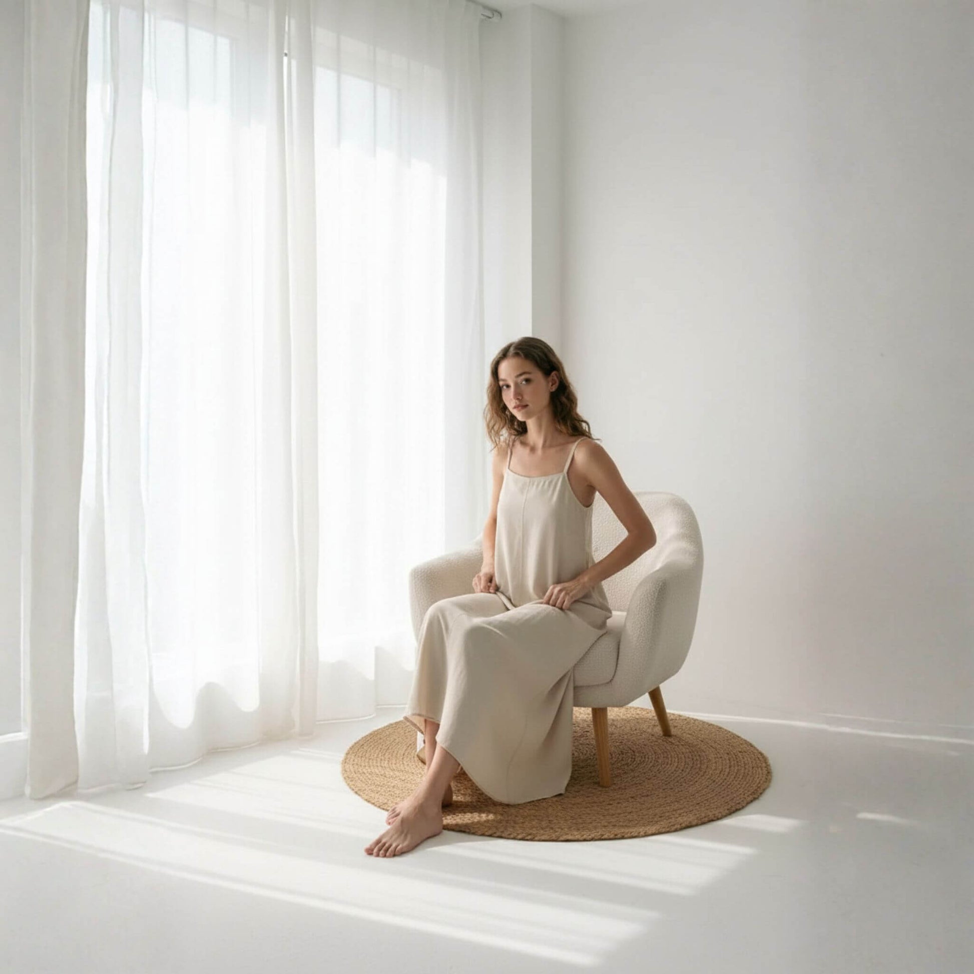 Open Back Linen Maxi Dress, Camisole Maxi Dress