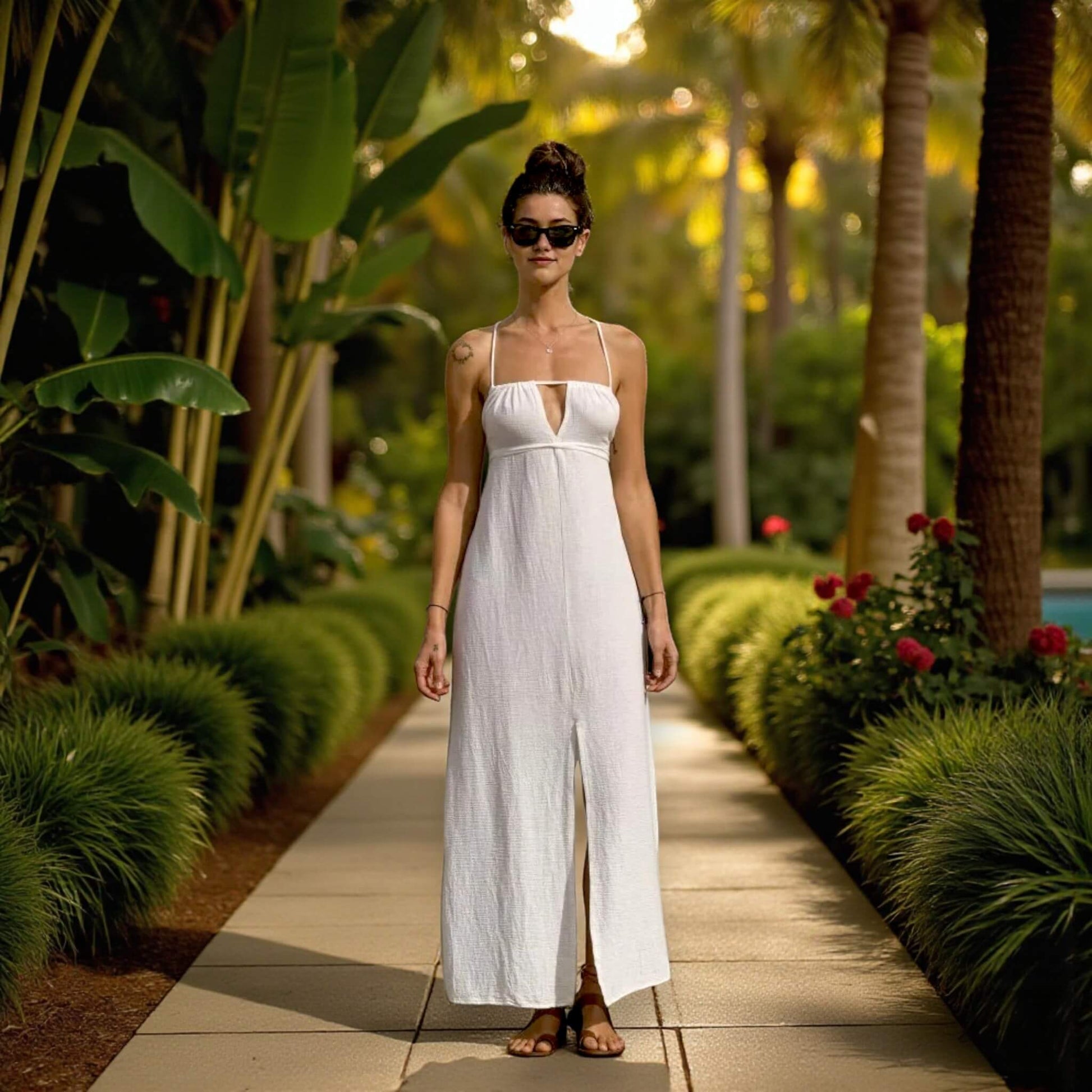 Open Back Linen Maxi Dress, Summer Linen Dress