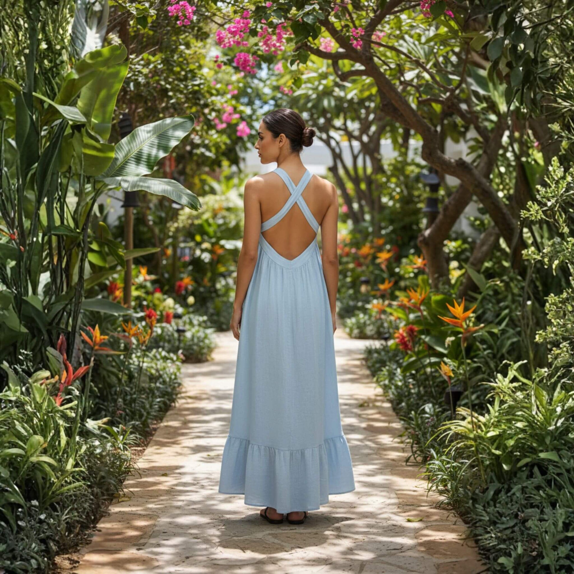 Open Back Maxi Dress, Halter Neck Maxi Dress