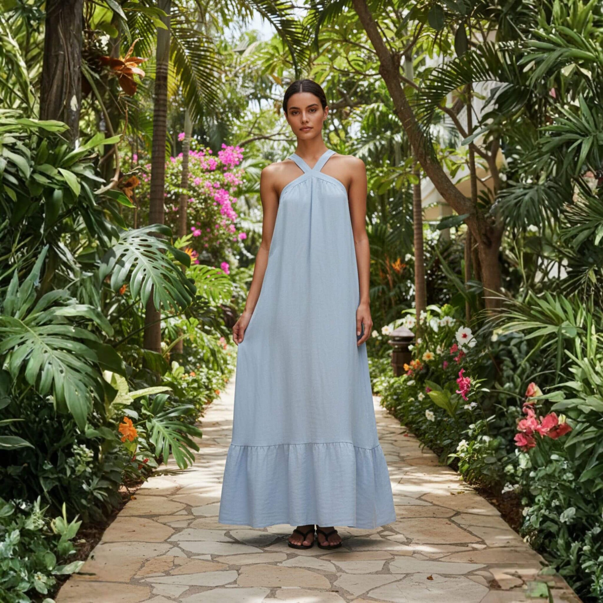 Open Back Maxi Dress, Halter Neck Maxi Dress