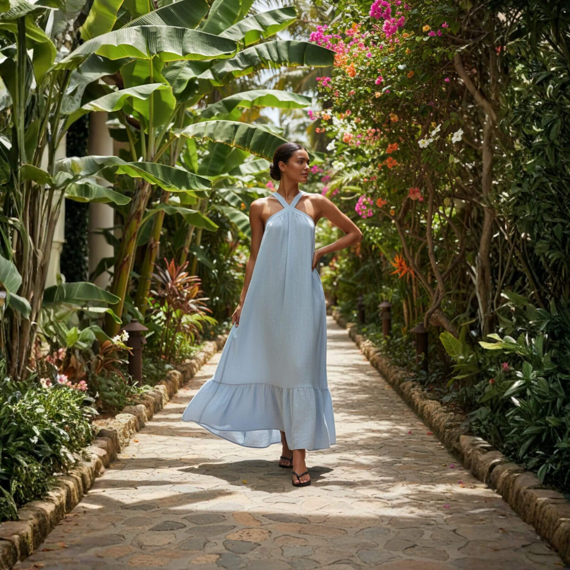 Open Back Maxi Dress, Halter Neck Maxi Dress