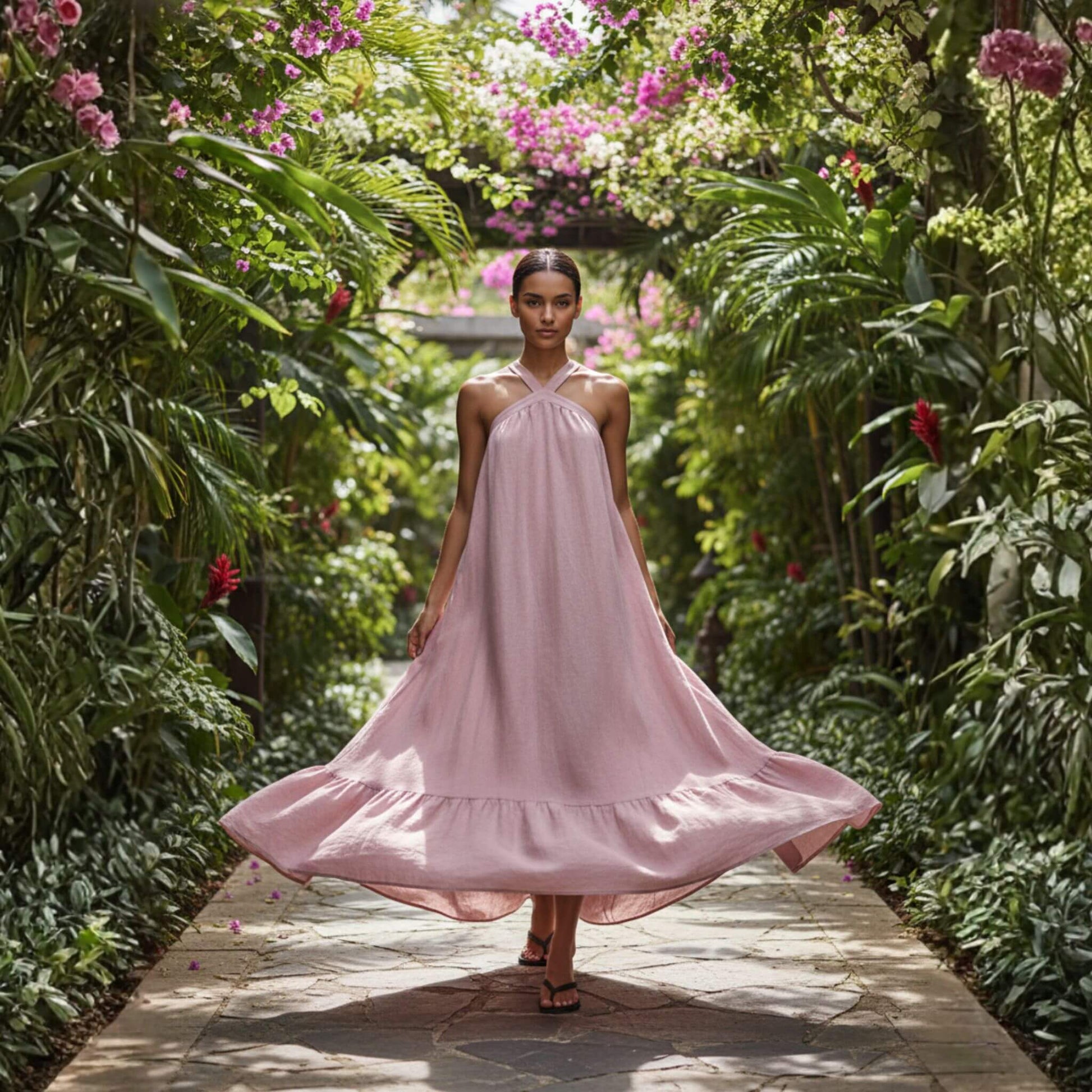 Open Back Maxi Dress, Halter Neck Maxi Dress