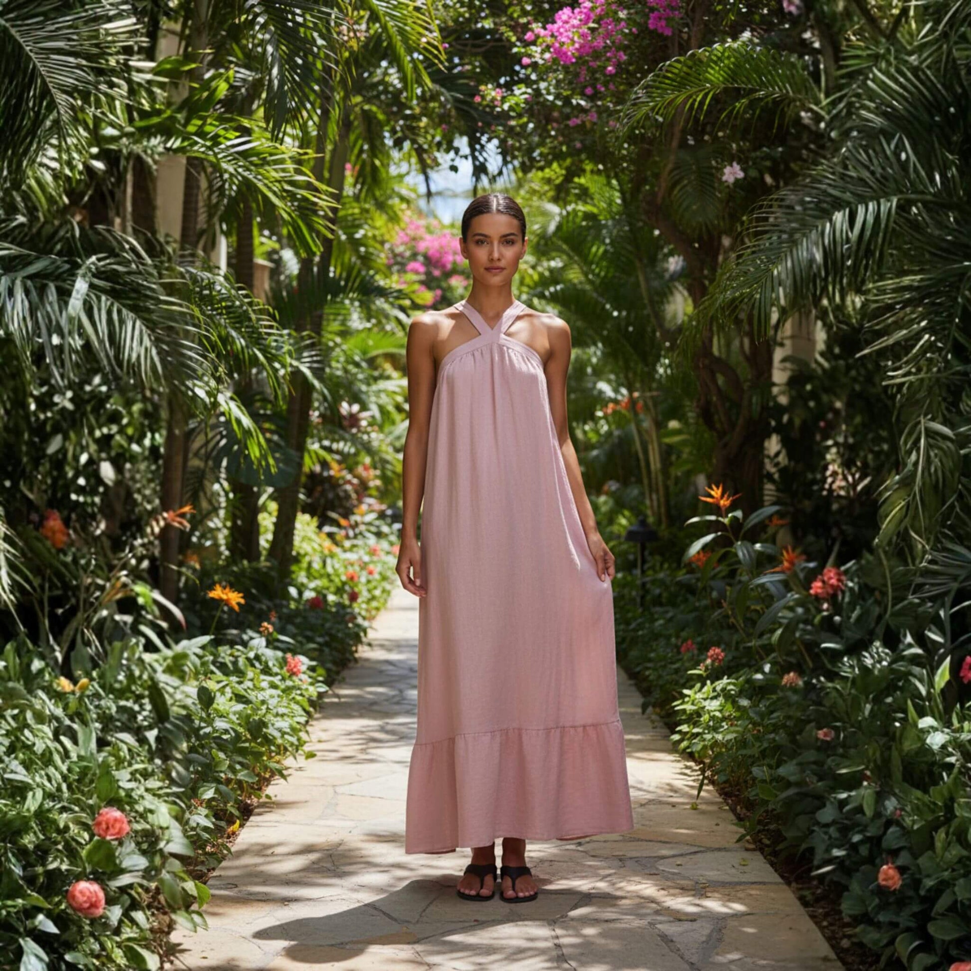 Open Back Maxi Dress, Halter Neck Maxi Dress