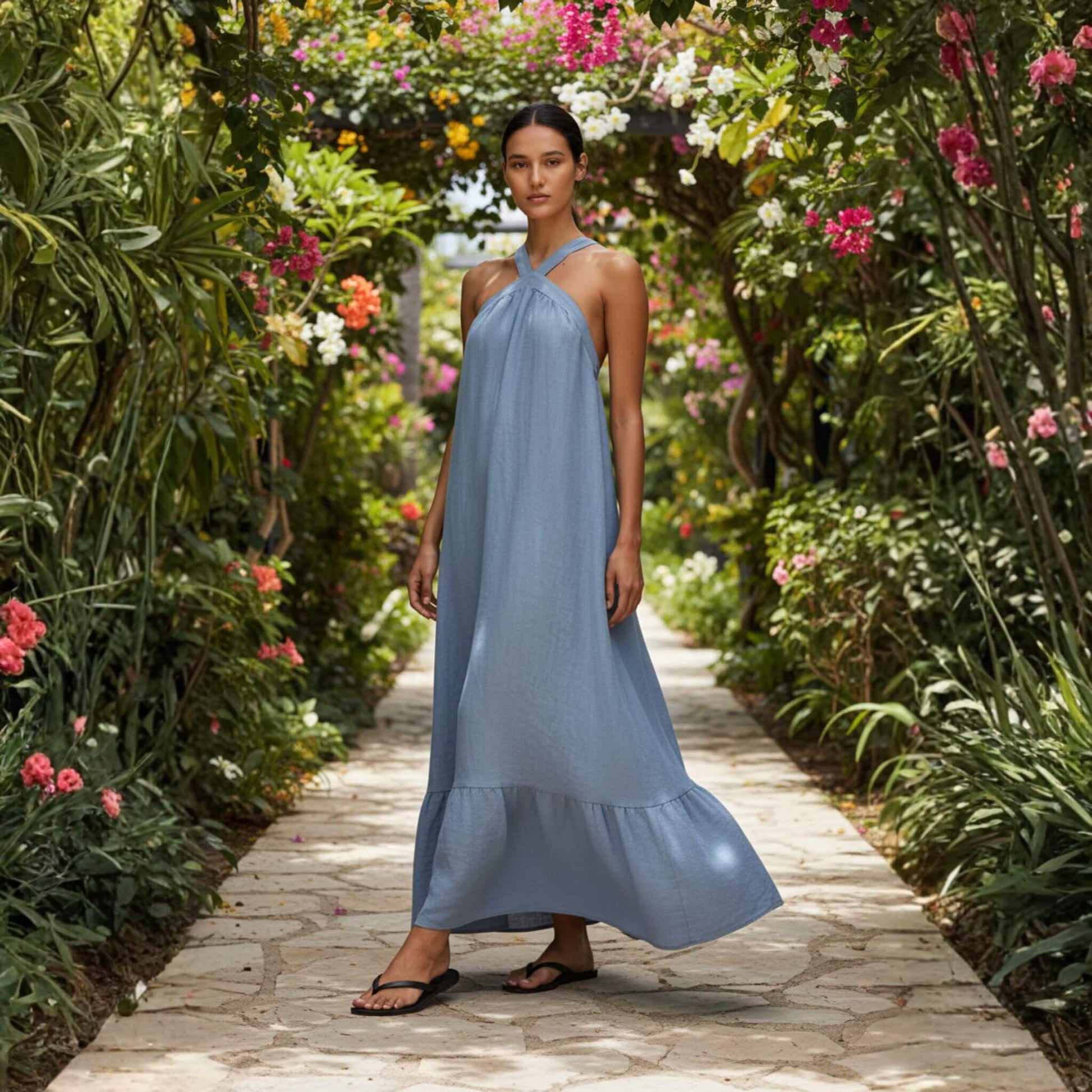 Open Back Maxi Dress, Halter Neck Maxi Dress