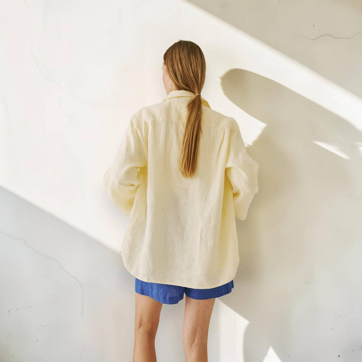 Oversized Linen Shirt, Button Front Wide Sleeve