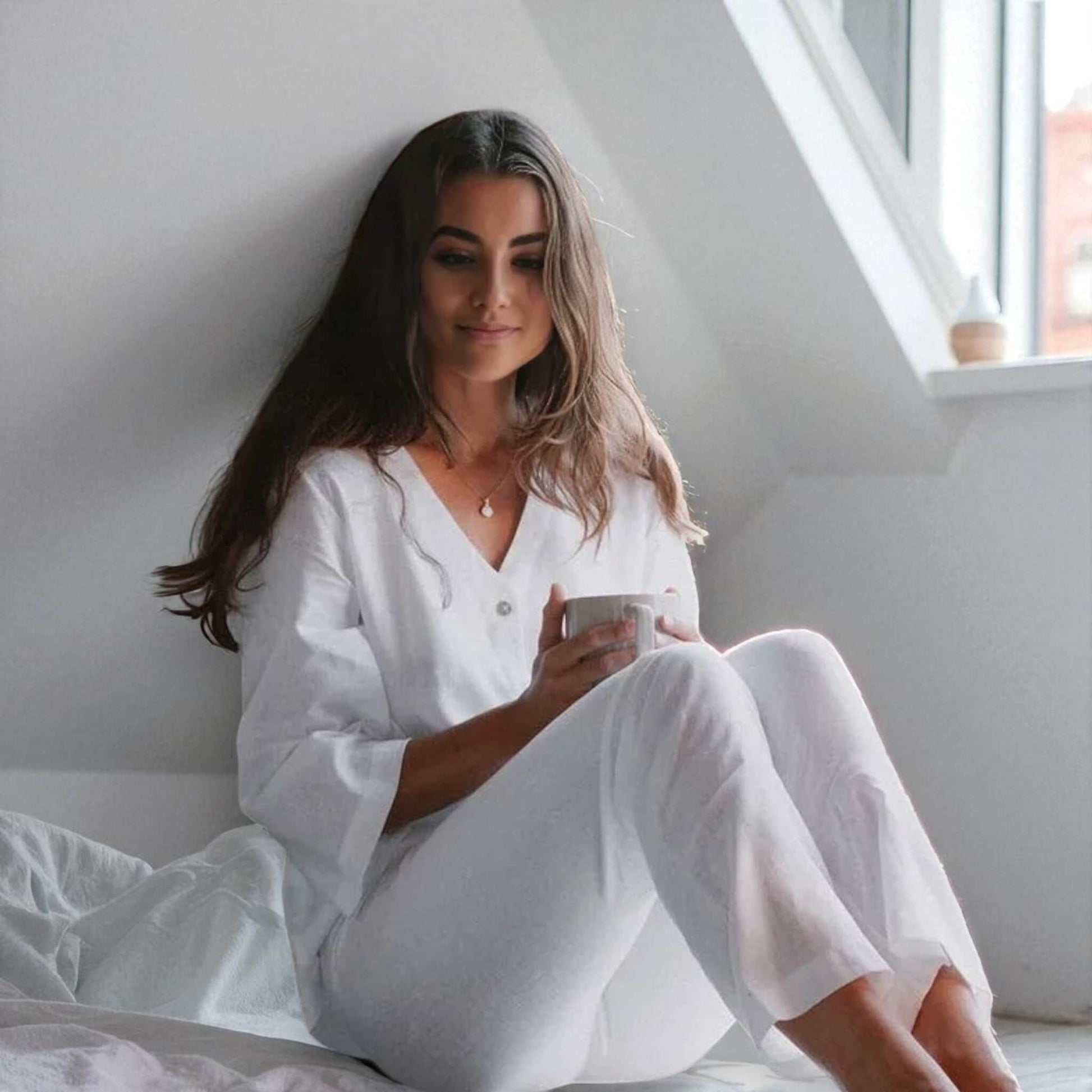 Oversized Linen Shirt, Linen Loungewear Top