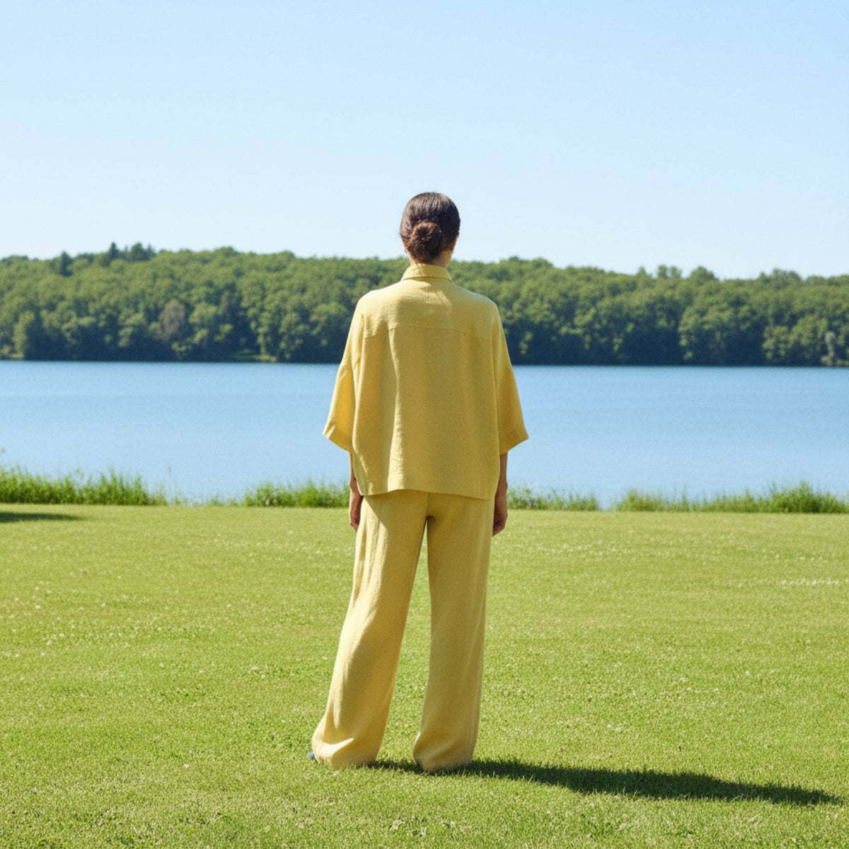 Oversized Linen Shirt, Wide 3/4 Sleeve