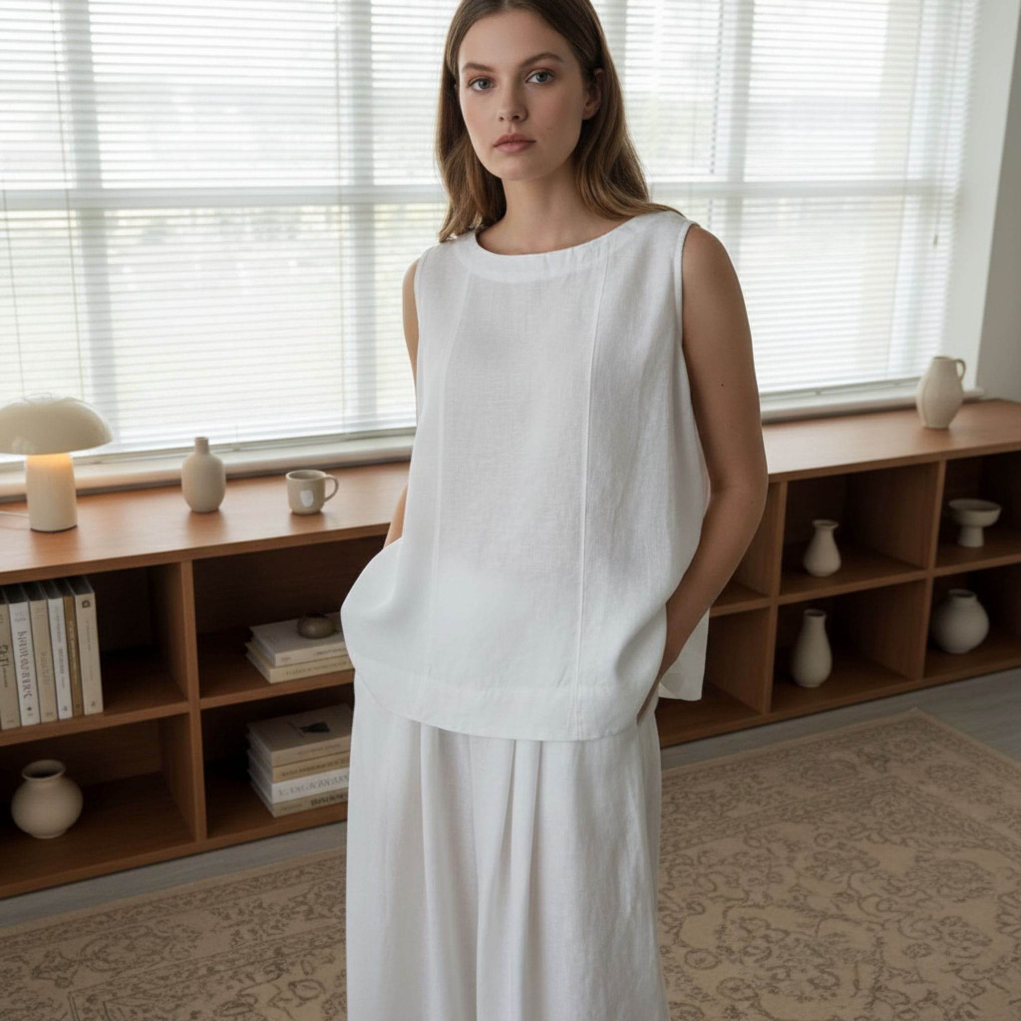 Oversized Linen Tank Top, Sleeveless Linen Top