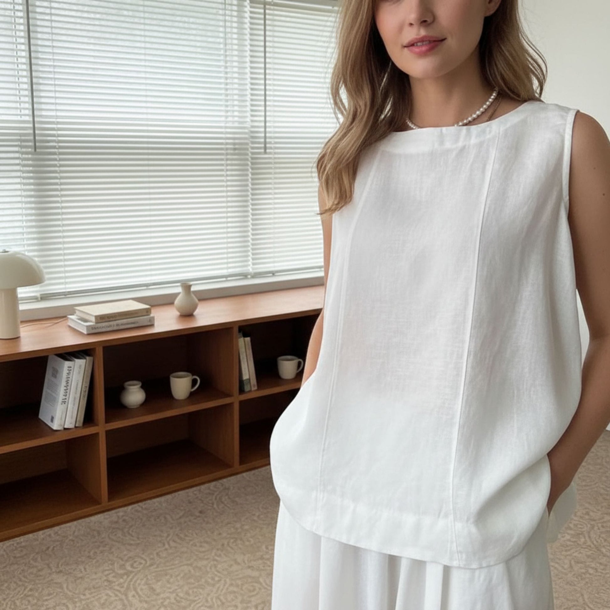 Oversized Linen Tank Top, Sleeveless Linen Top