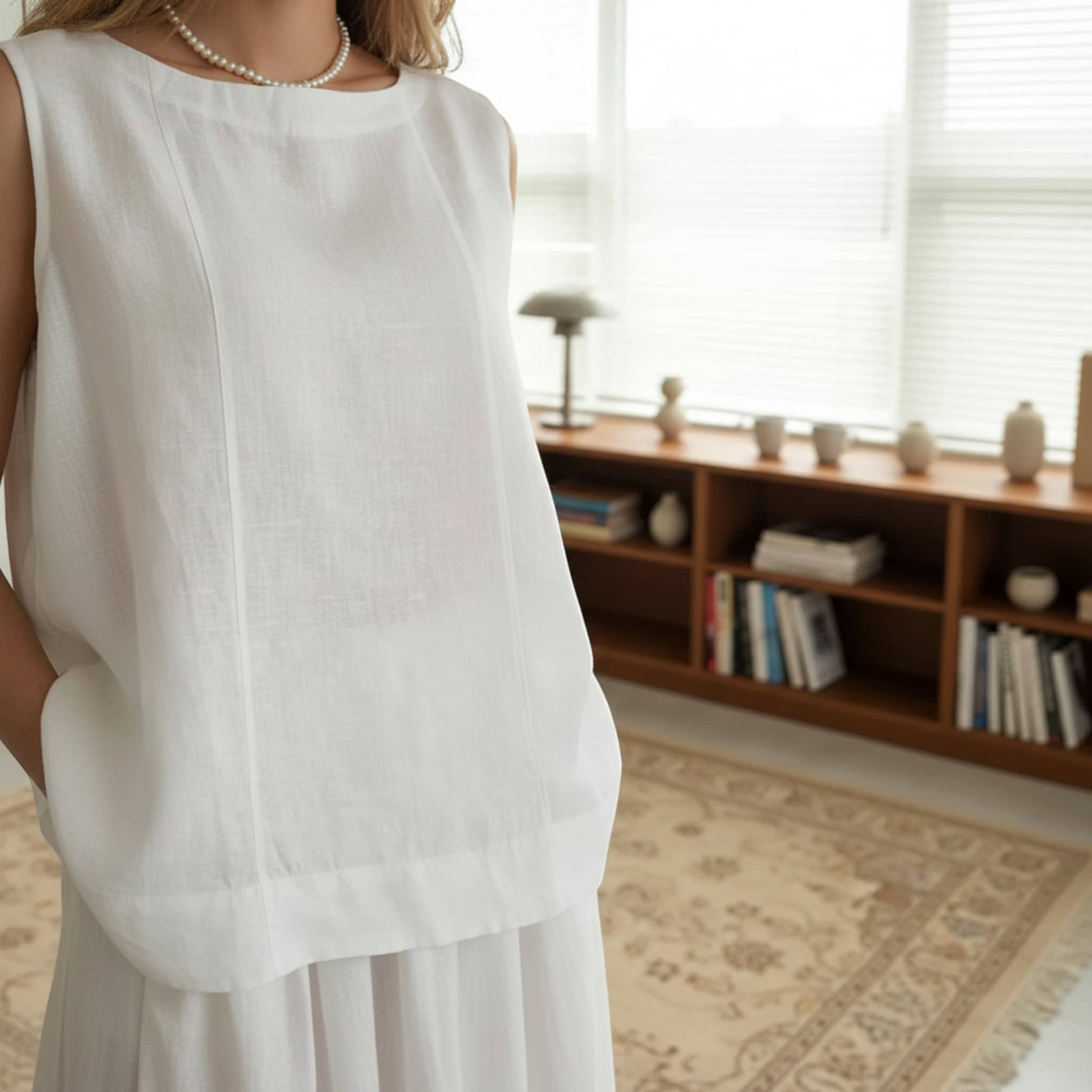 Oversized Linen Tank Top, Sleeveless Linen Top