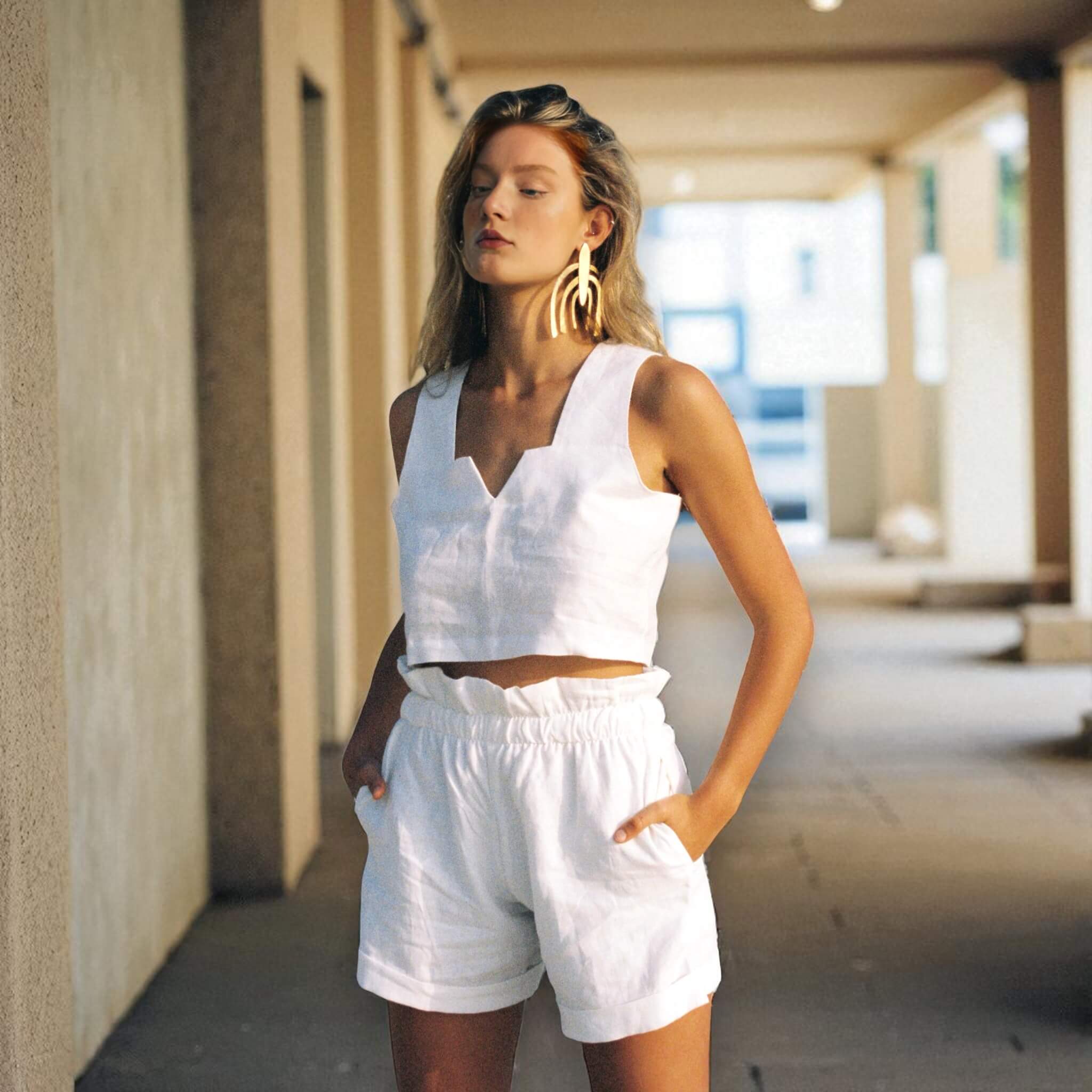 Paperbag Linen Shorts, Resort Paperbag Shorts