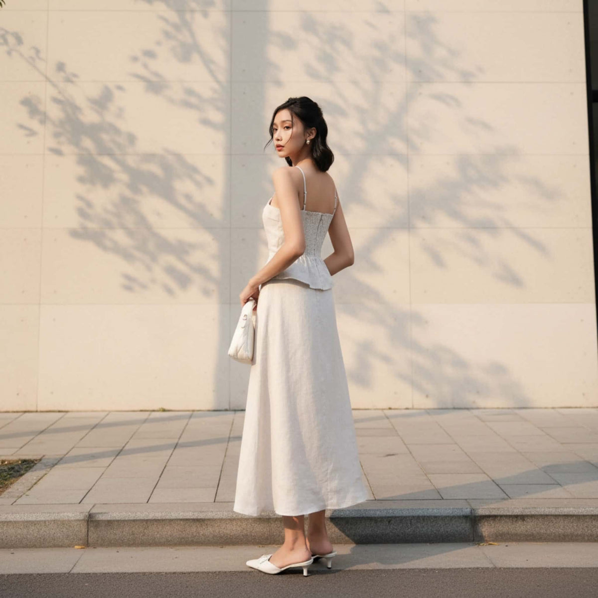 Peplum Linen Corset Top, Linen Cami Top