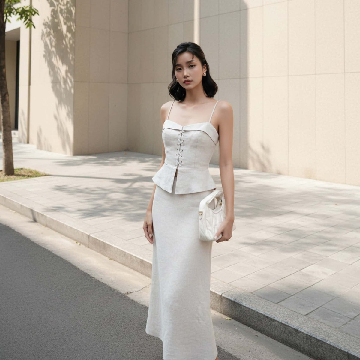 Peplum Linen Corset Top, Linen Cami Top