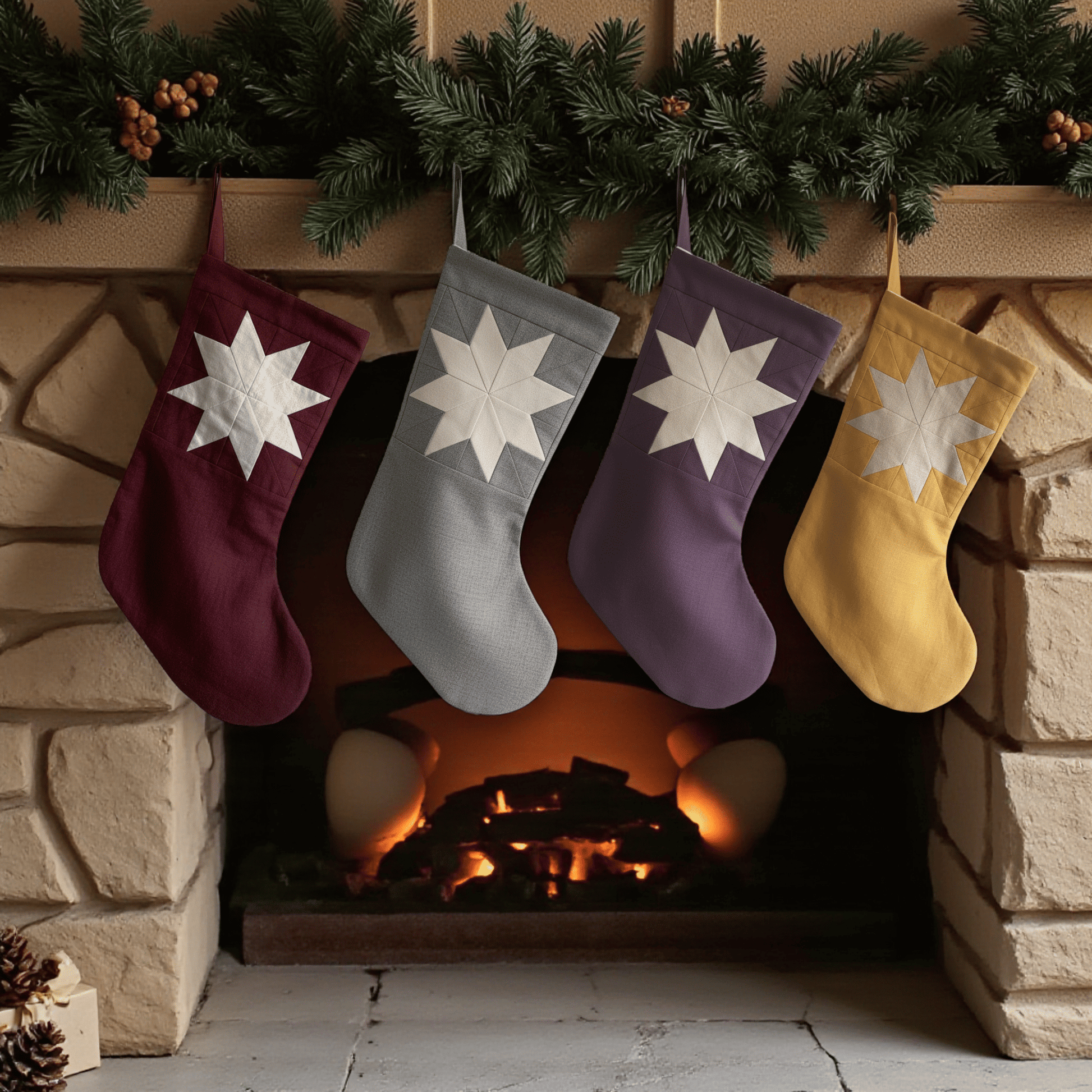 Personalized Christmas Stockings, Linen Holiday Stocking