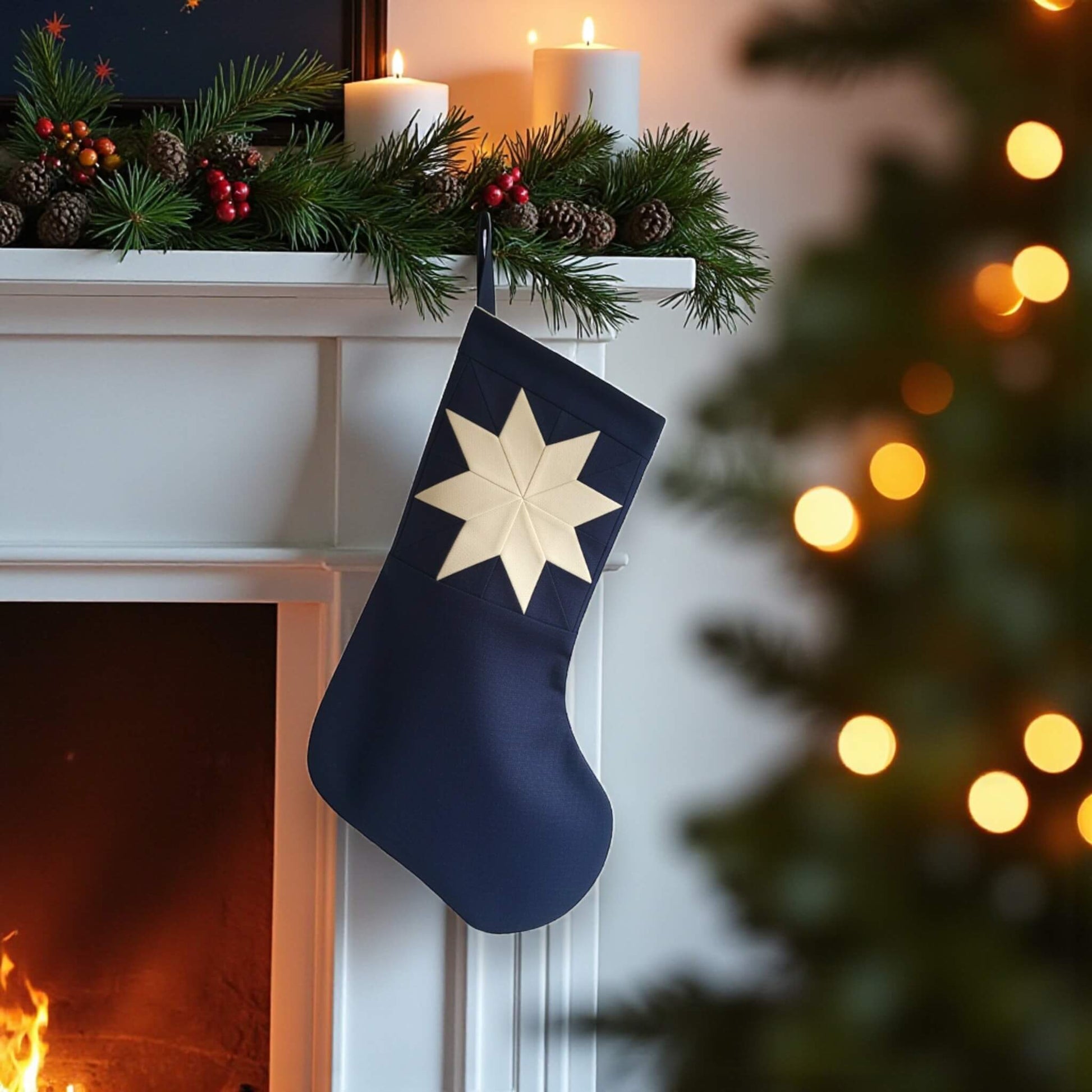 Personalized Christmas Stockings, Linen Holiday Stocking