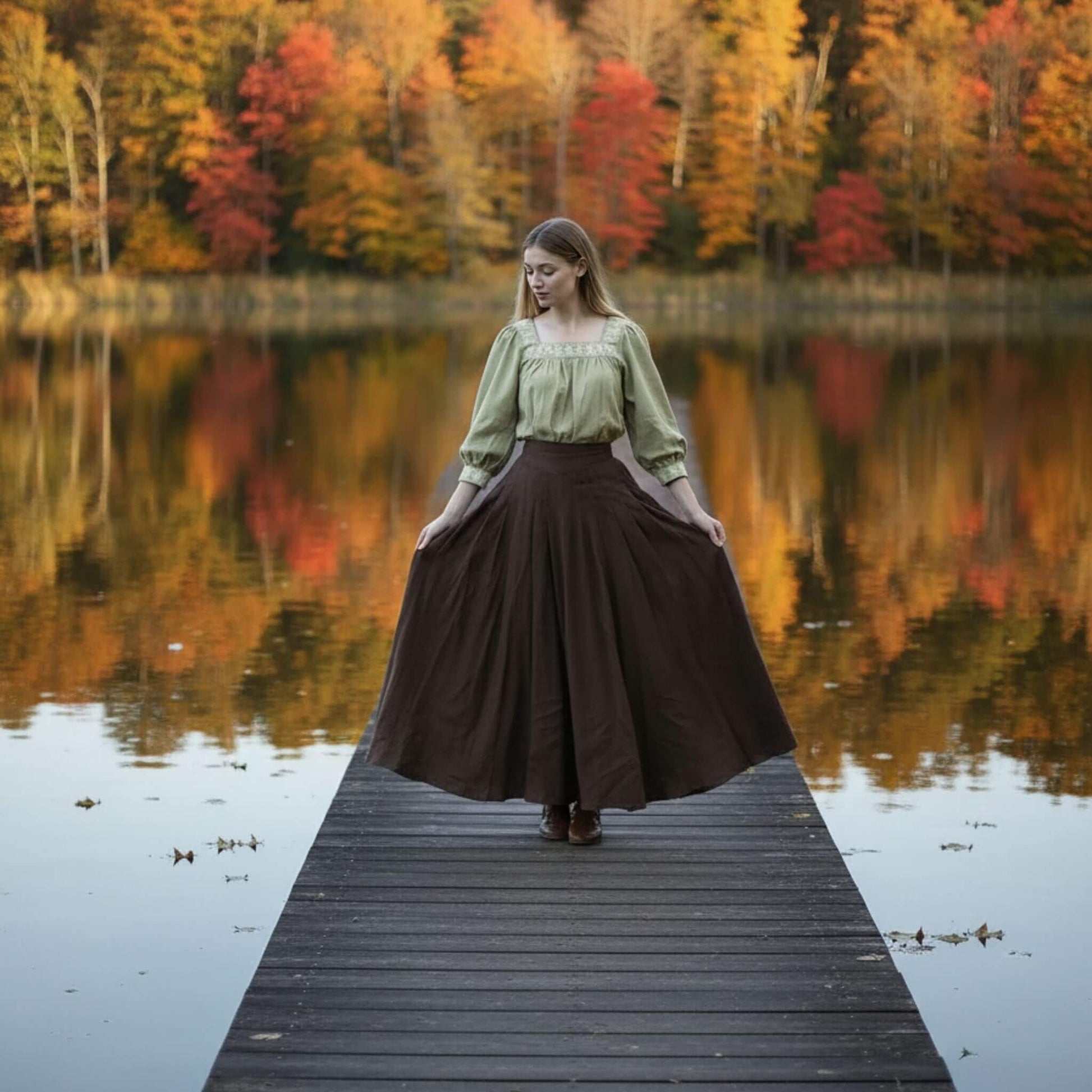 Pleated Linen Maxi Skirt, Long Linen Skirt