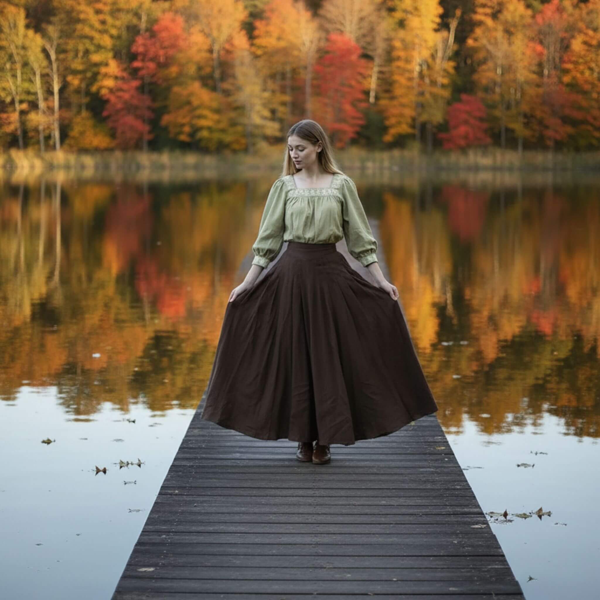 Pleated Linen Maxi Skirt, Long Linen Skirt