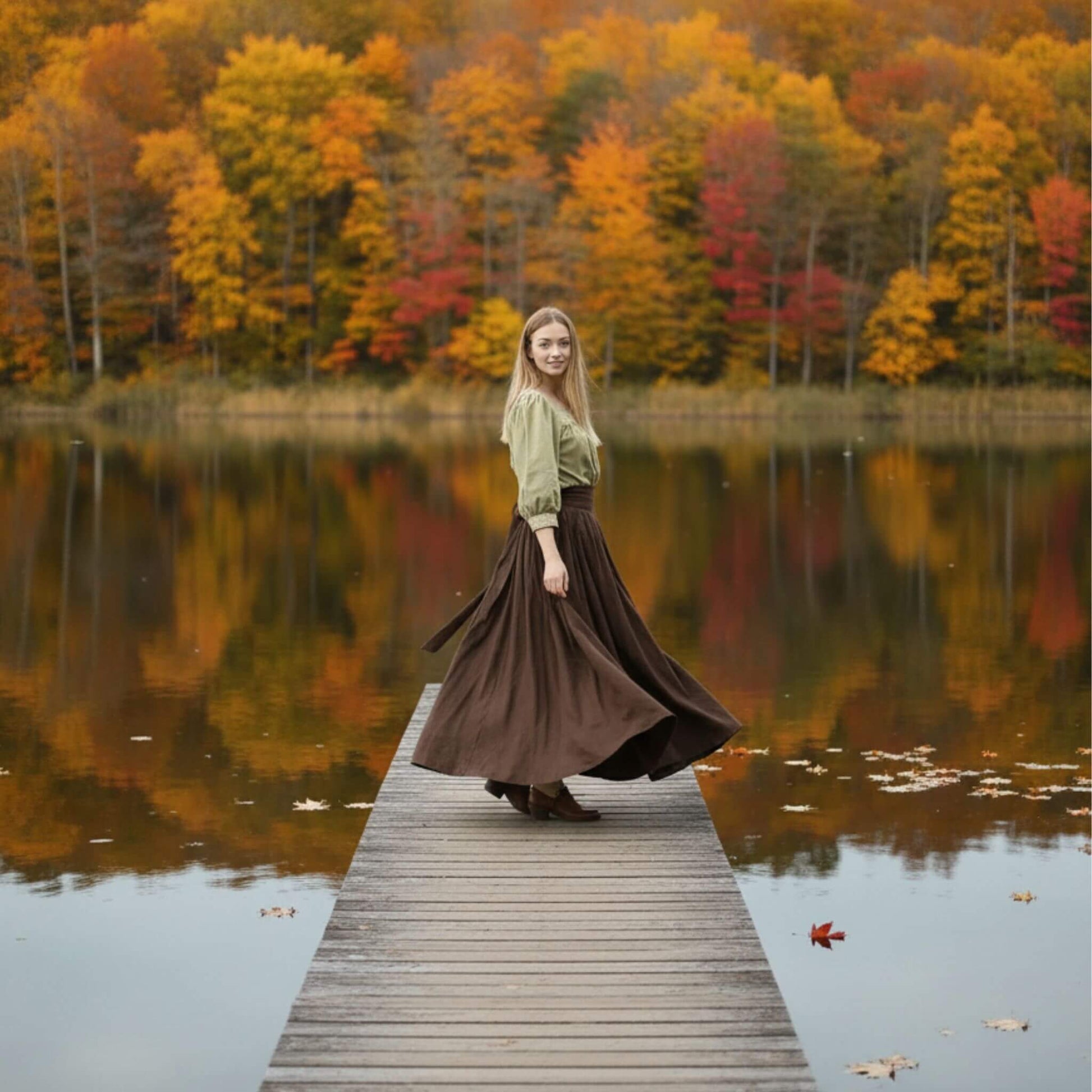 Pleated Linen Maxi Skirt, Long Linen Skirt