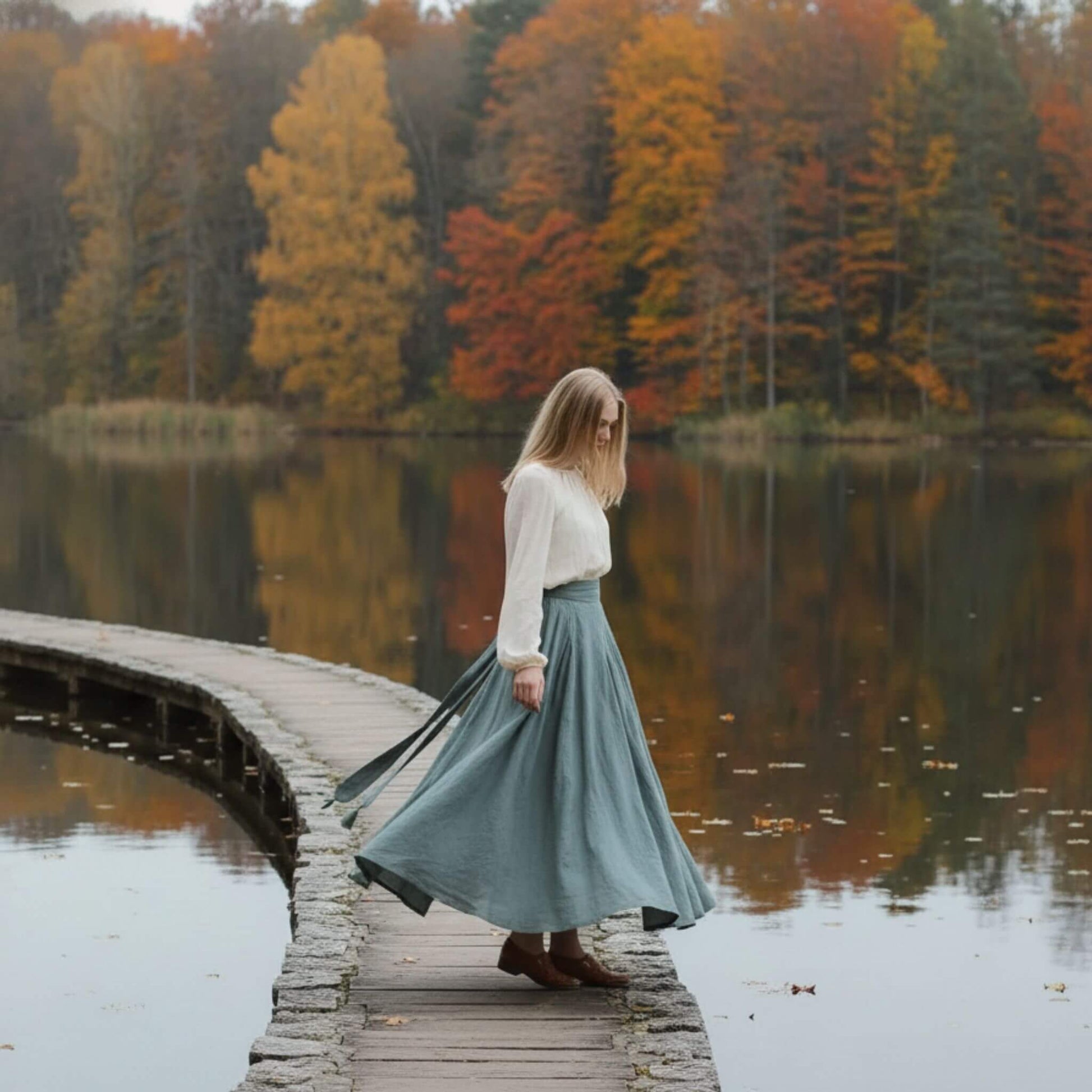 Pleated Linen Maxi Skirt, Long Linen Skirt