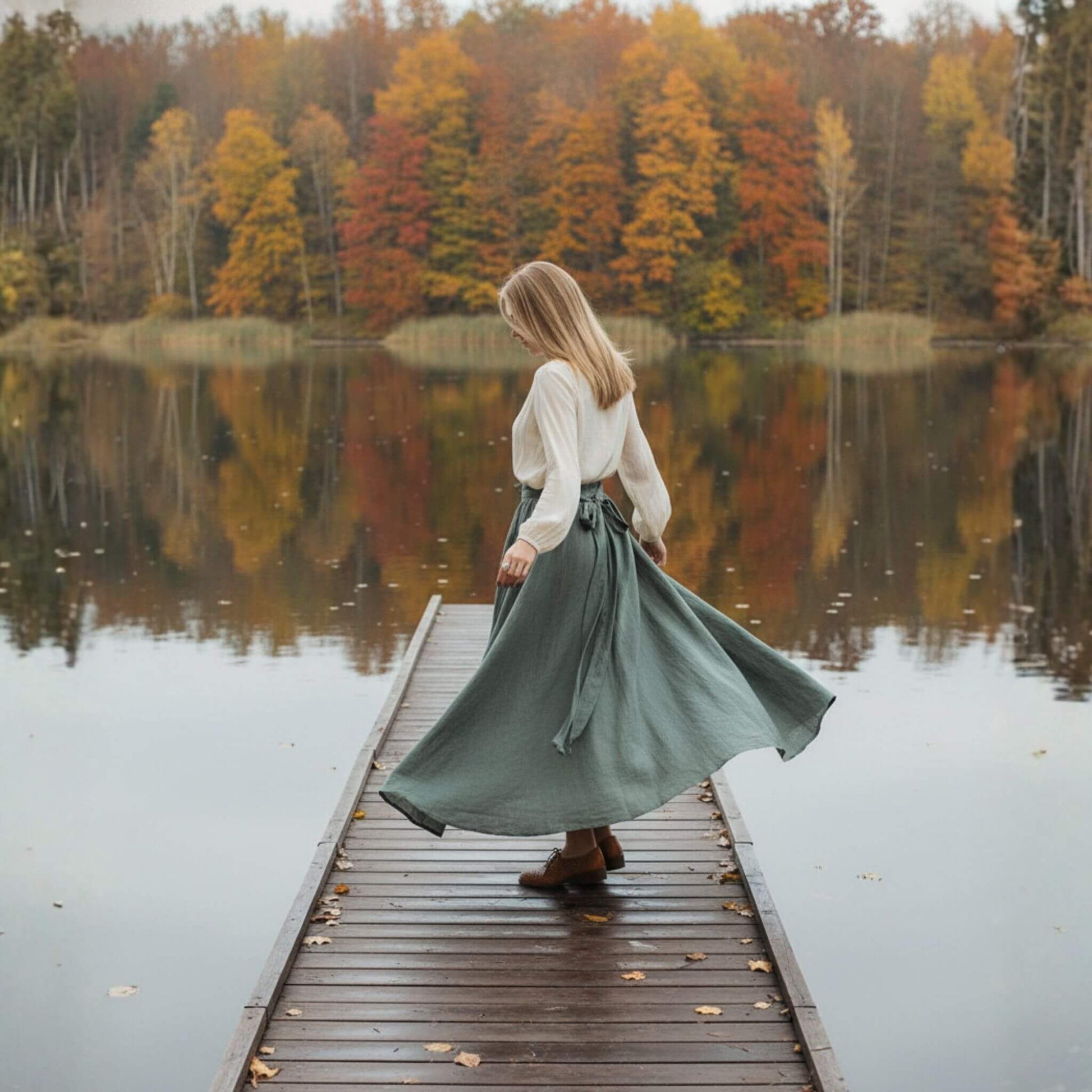 Pleated Linen Maxi Skirt, Long Linen Skirt