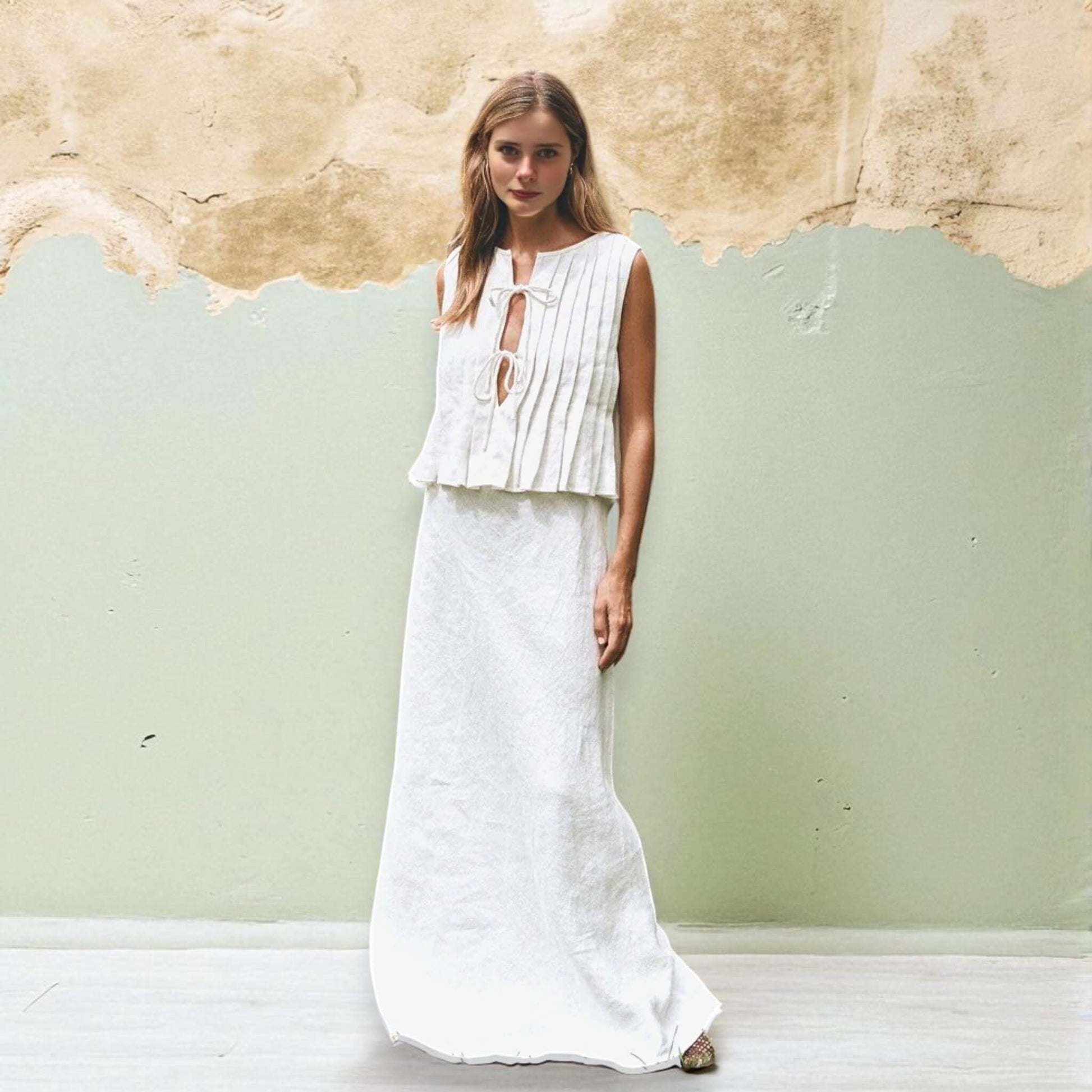 Pleated Tops Women, Sleeveless Pleated Linen Blouse