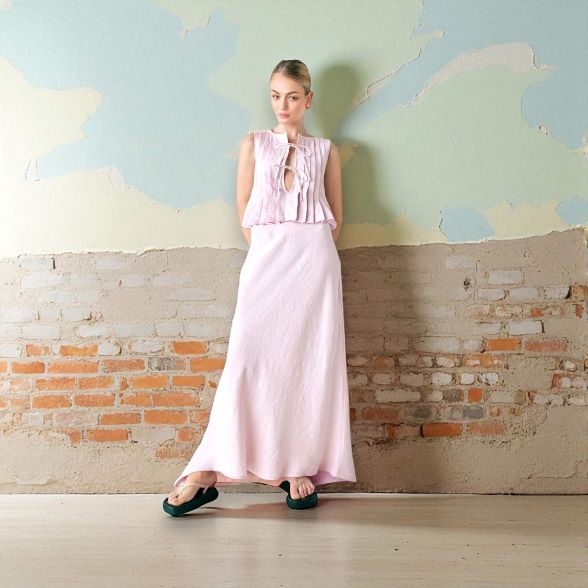 Pleated Tops Women, Sleeveless Pleated Linen Blouse