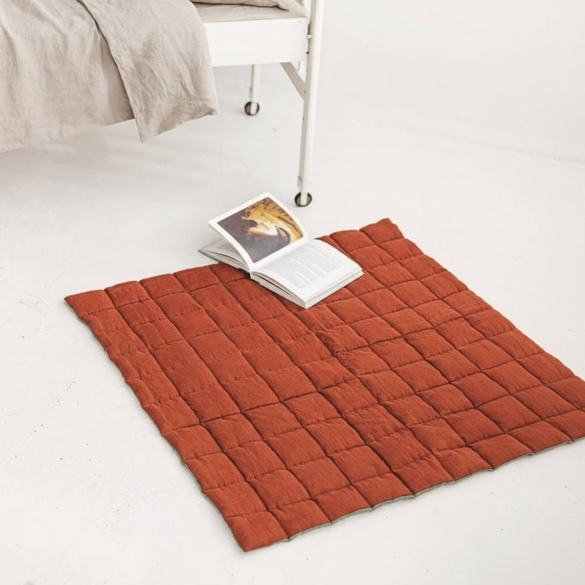 Quilted Baby Play Mat, Square Linen Kids Play Mat