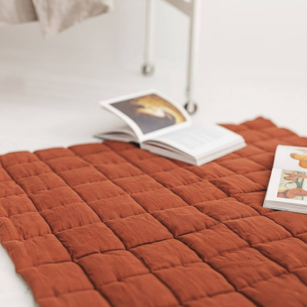Quilted Baby Play Mat, Square Linen Kids Play Mat