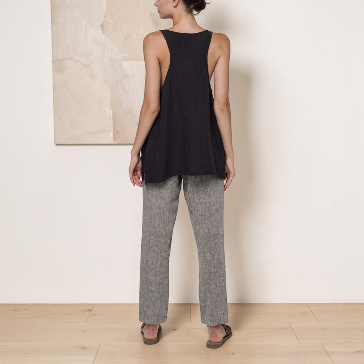 Relaxed Linen Tank Top, Deep Scoop Longline