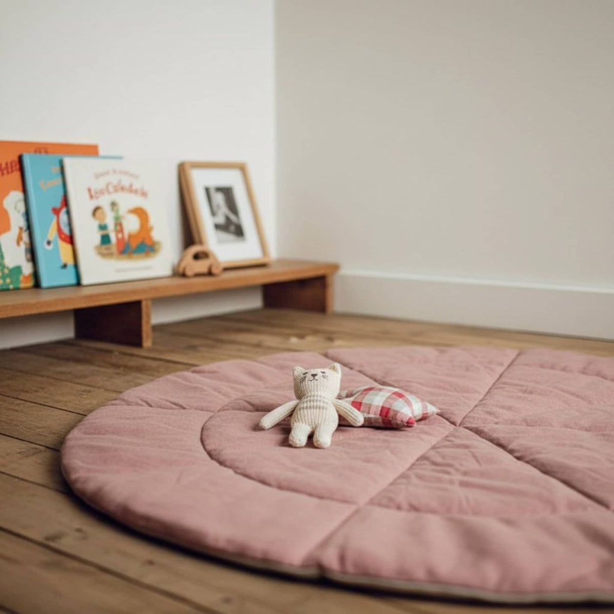 Round Baby Play Mat, Linen Kids Play Mat