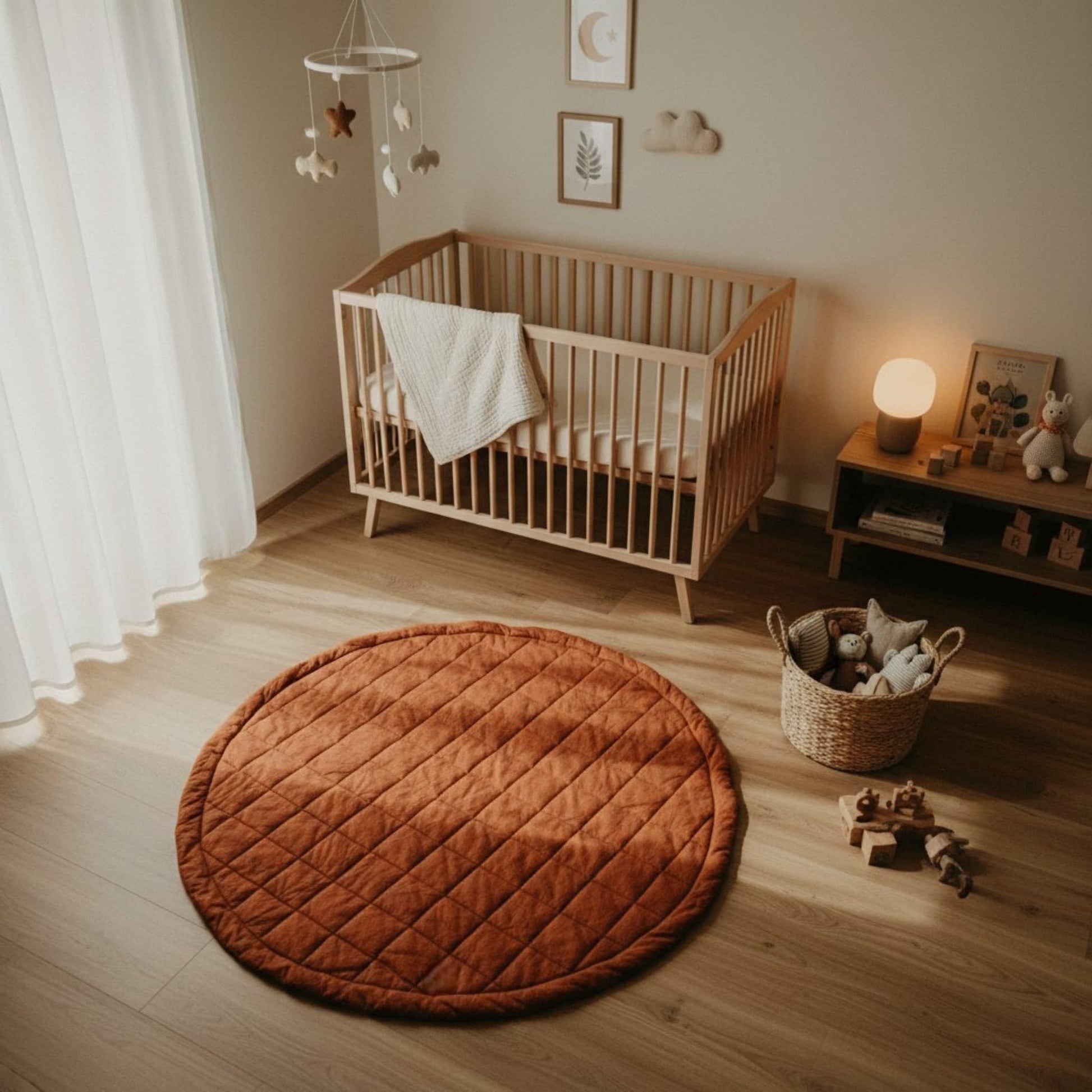 Round Linen Play Mat, Linen Baby Play Mat