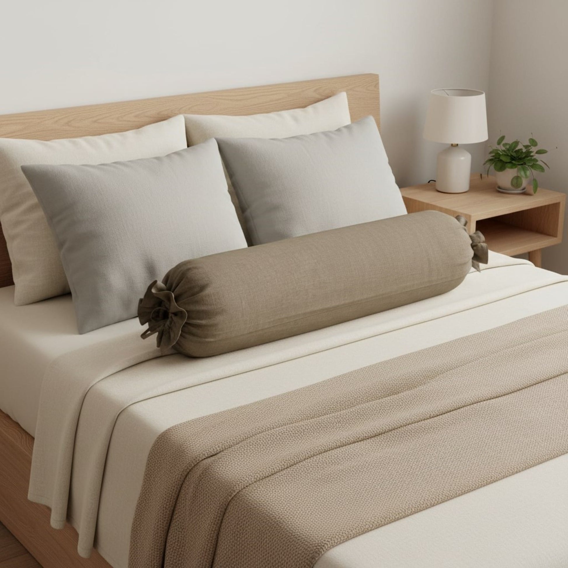 Ruffle Linen Bolster Cover, Linen Bolster Pillow Cover