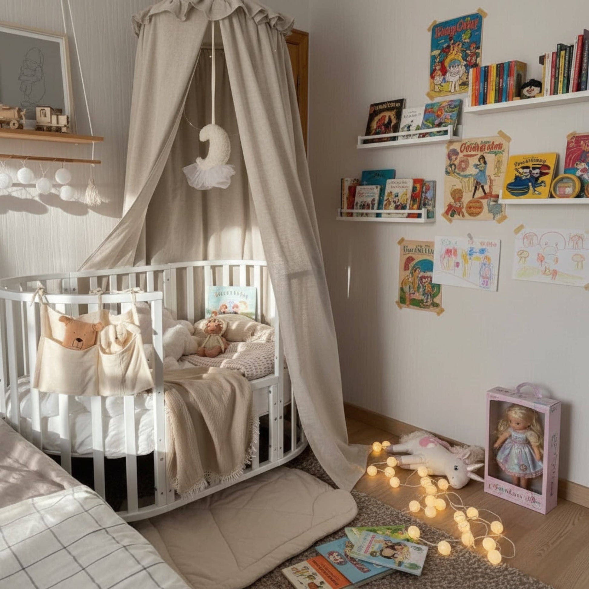 Ruffle Linen Canopy, Linen Bed Canopy