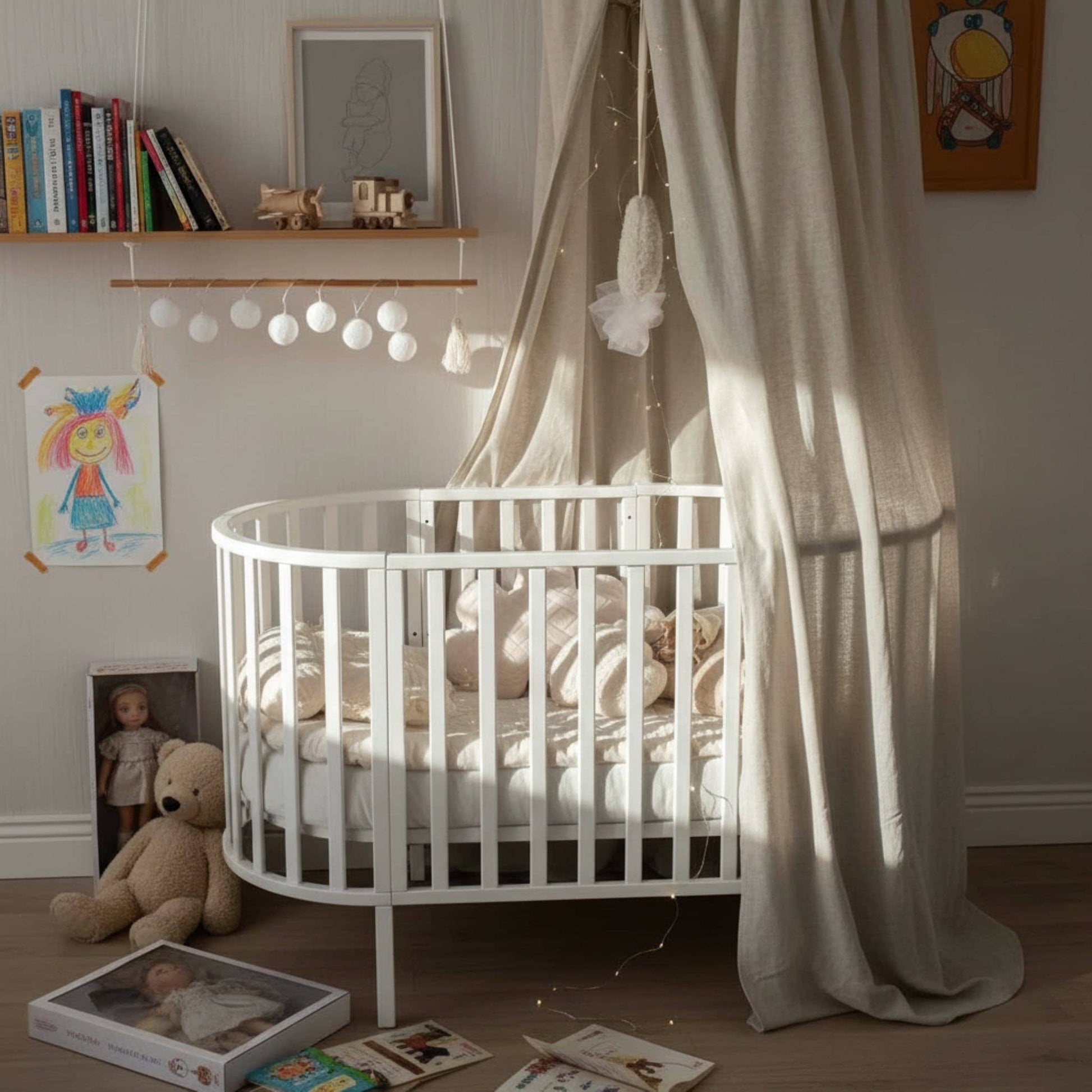 Ruffle Linen Canopy, Linen Bed Canopy