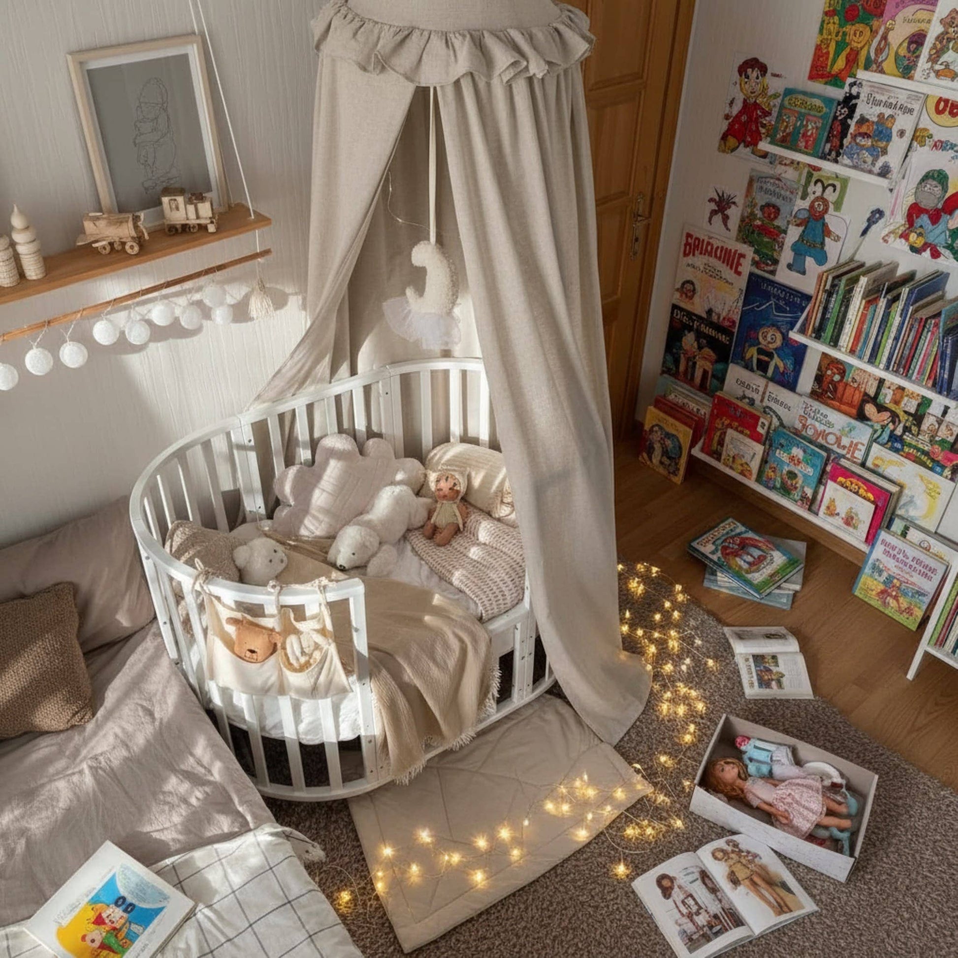 Ruffle Linen Canopy, Linen Bed Canopy