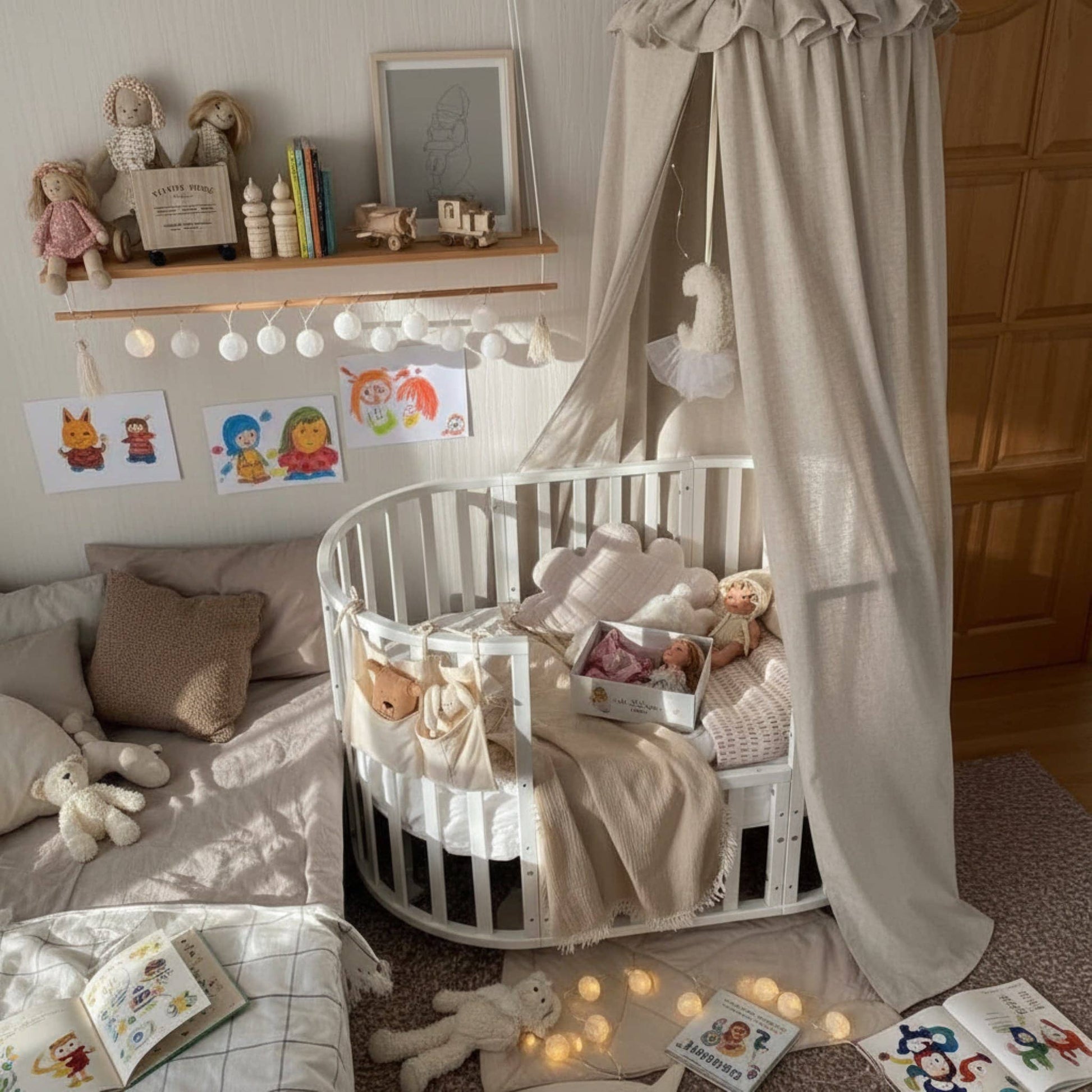 Ruffle Linen Canopy, Linen Bed Canopy