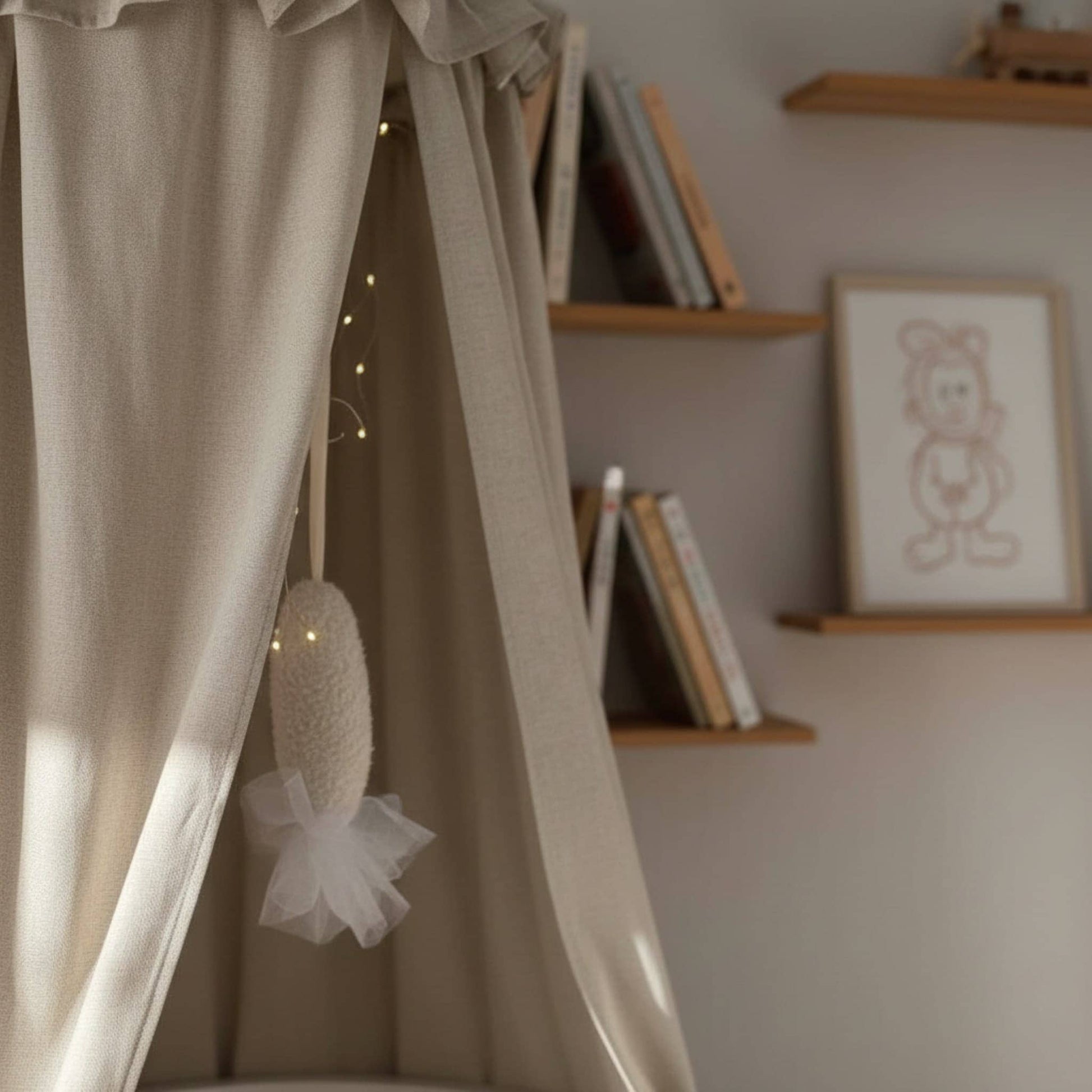 Ruffle Linen Canopy, Linen Bed Canopy